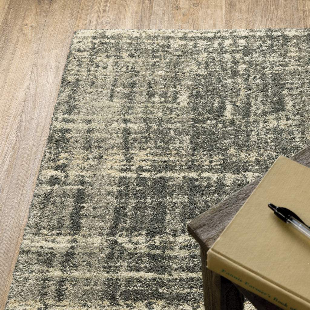 5' X 8' Charcoal Grey Beige And Tan Abstract Power Loom Stain Resistant Area Rug - Image 7