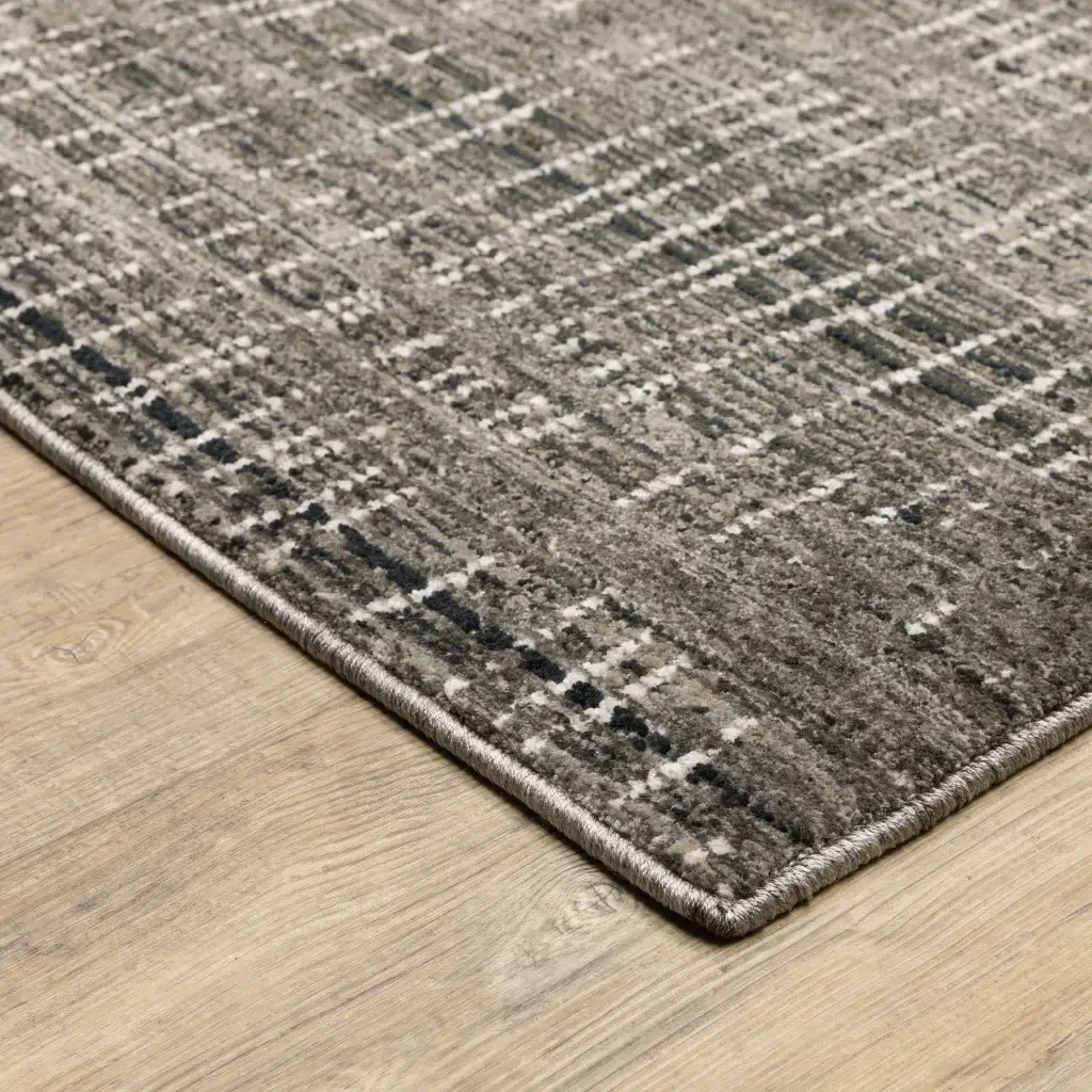 5' X 8' Charcoal Grey Grey Ivory Tan And Brown Abstract Power Loom Stain Resistant Area Rug - Image 4