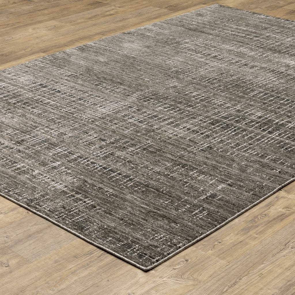 5' X 8' Charcoal Grey Grey Ivory Tan And Brown Abstract Power Loom Stain Resistant Area Rug - Image 6