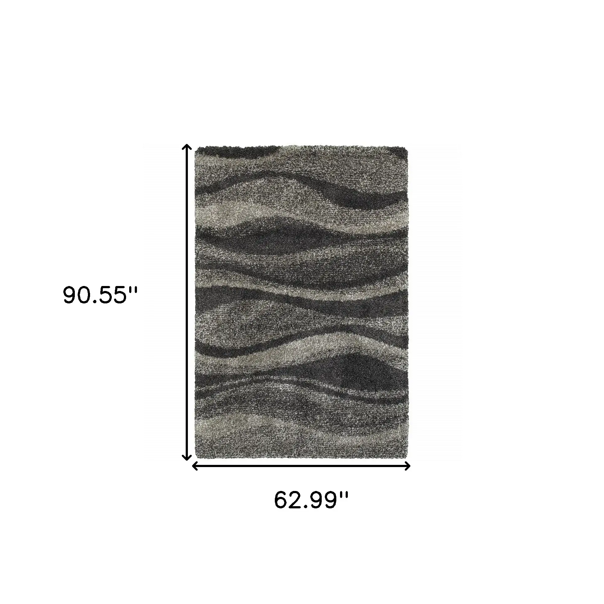 5' X 8' Charcoal Silver And Grey Abstract Shag Power Loom Stain Resistant Area Rug - Image 4