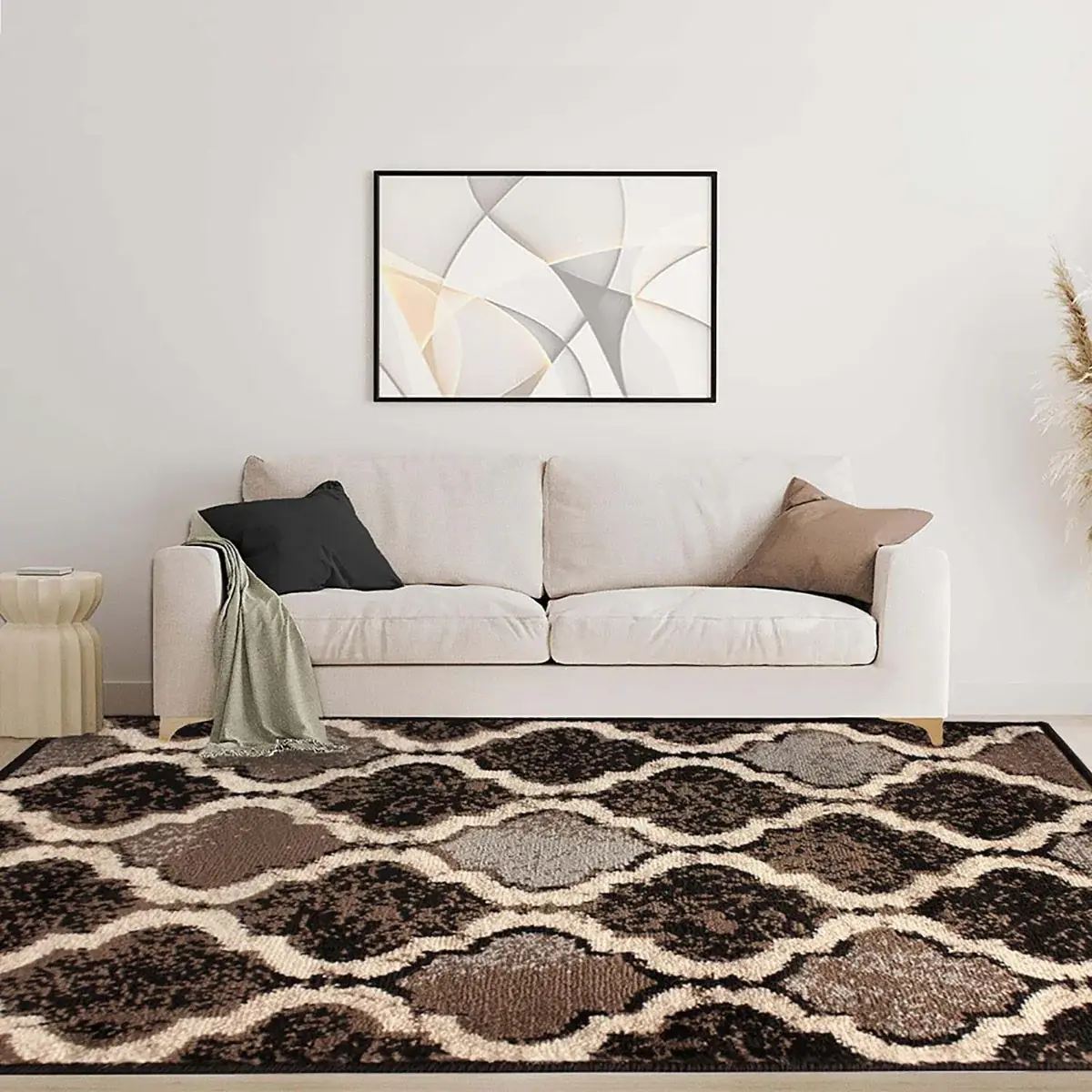 5' X 8' Chocolate Quatrefoil Power Loom Distressed Stain Resistant Area Rug - Image 4