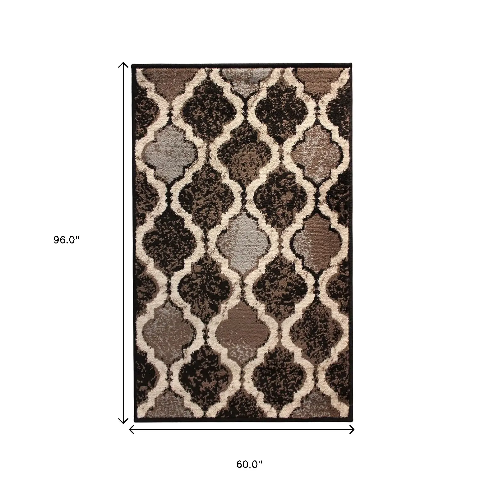 5' X 8' Chocolate Quatrefoil Power Loom Distressed Stain Resistant Area Rug - Image 7