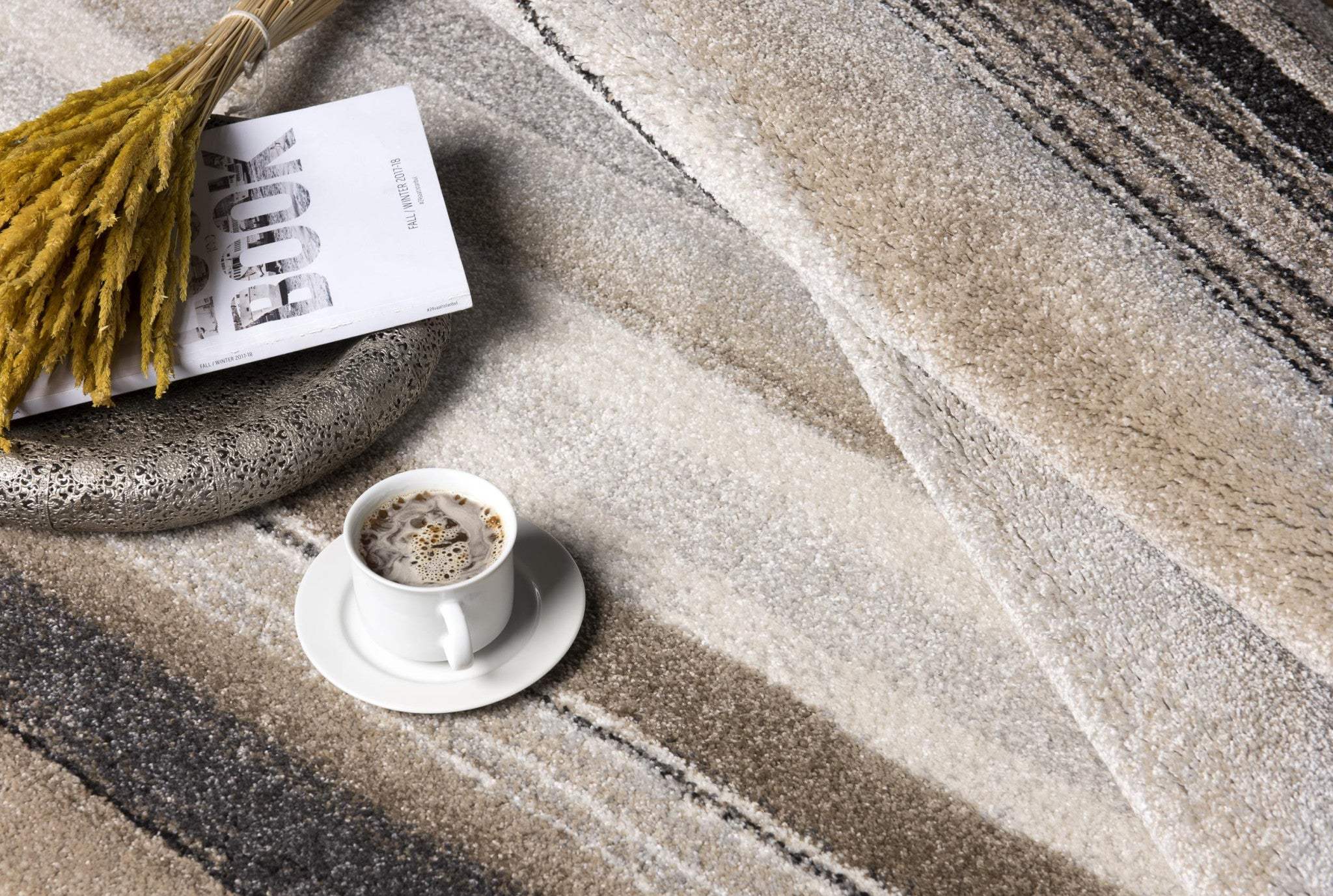 5' X 8' Cream and Tan Abstract Marble Area Rug - Image 7