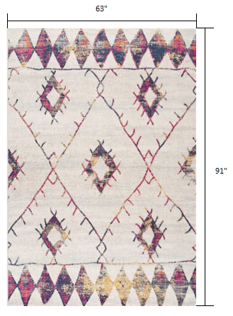 5' X 8' Cream Damask Area Rug - Image 3