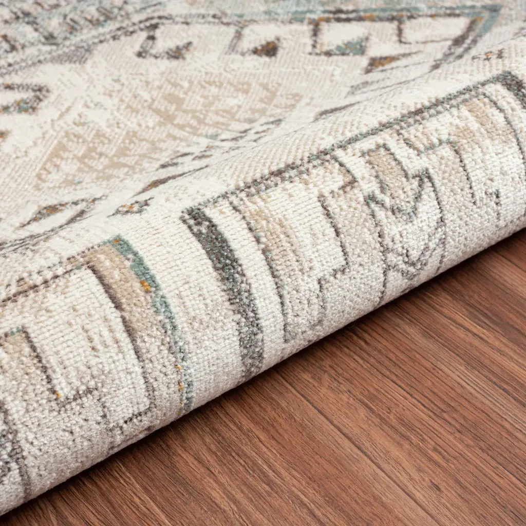 5' X 8' Cream Geometric Stain Resistant Indoor Outdoor Area Rug - Image 6