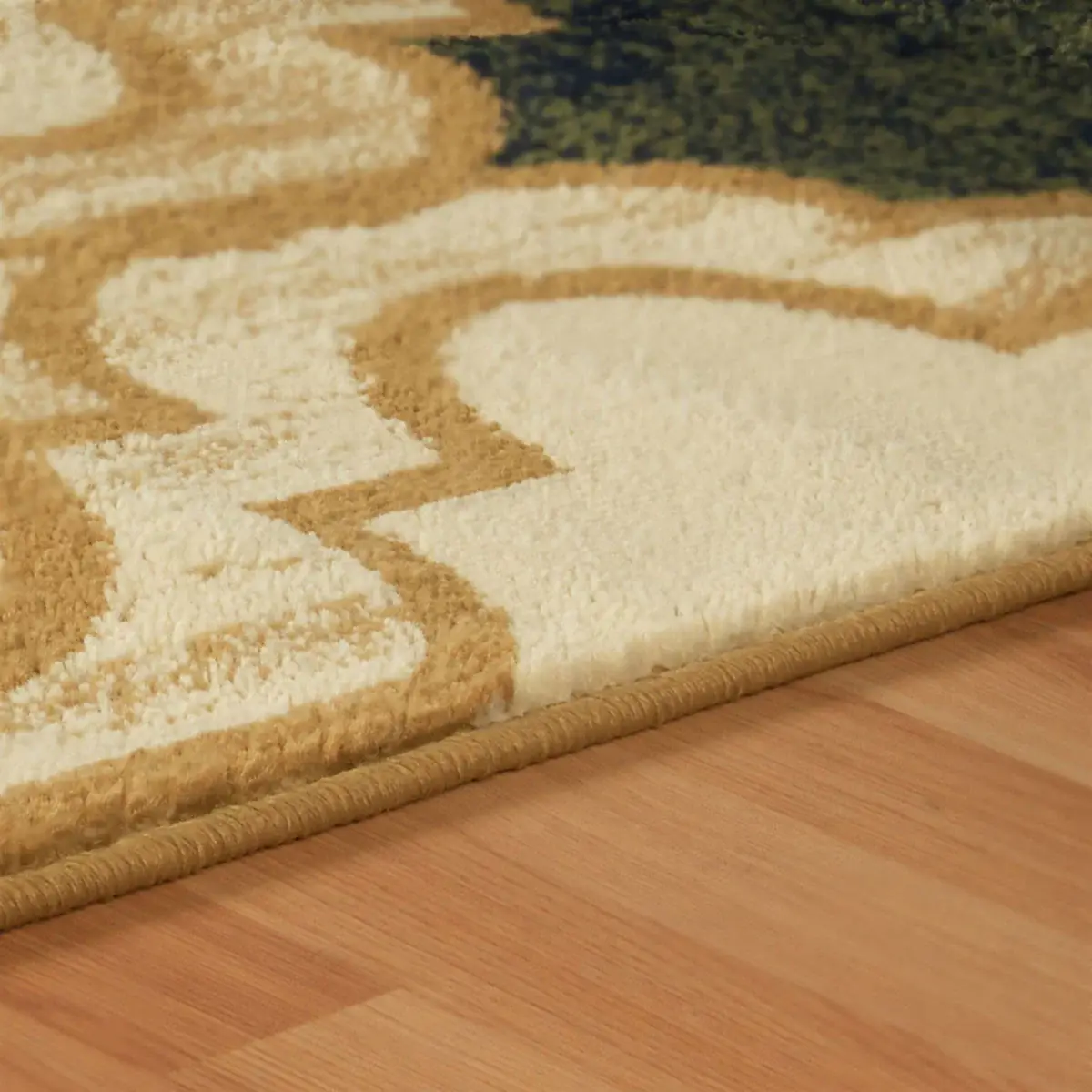 5' X 8' Cream Quatrefoil Power Loom Distressed Stain Resistant Area Rug - Image 4