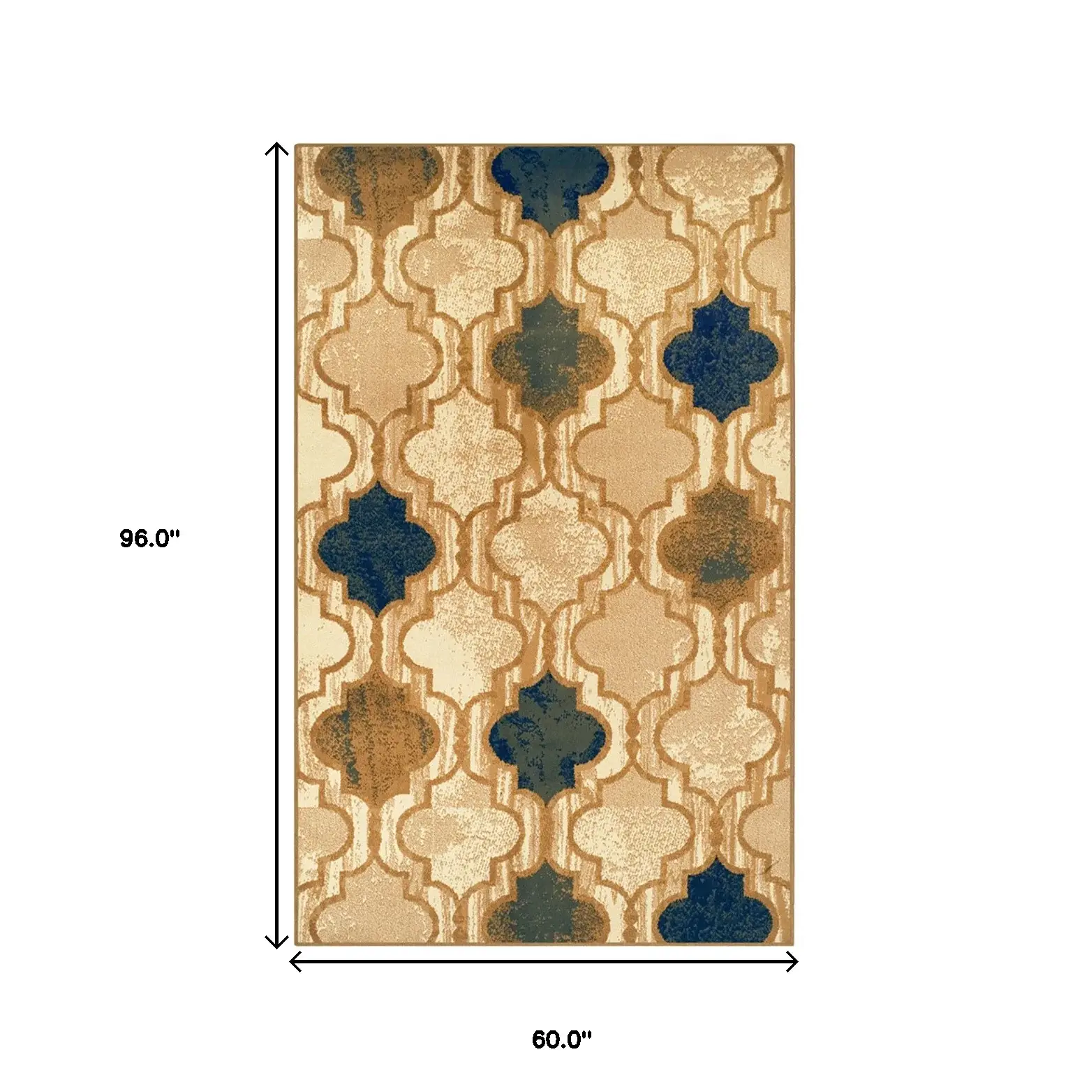 5' X 8' Cream Quatrefoil Power Loom Distressed Stain Resistant Area Rug - Image 7