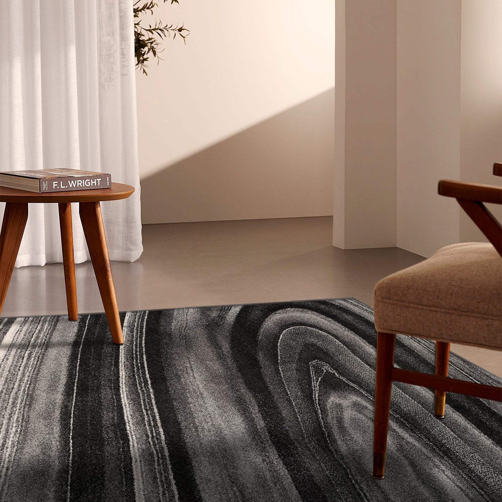 5' X 8' Dark Gray Abstract Illusional Area Rug - Image 4