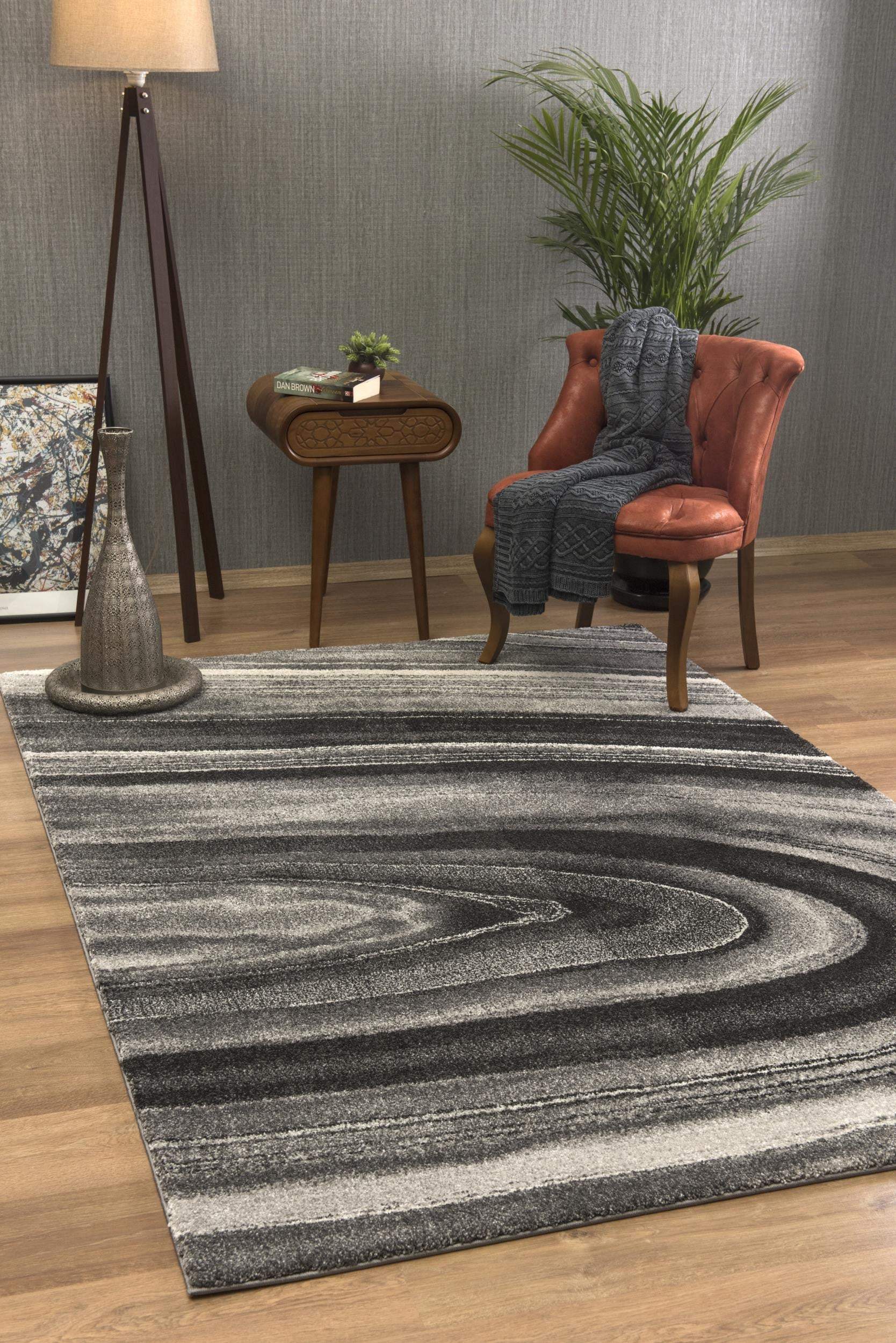 5' X 8' Dark Gray Abstract Illusional Area Rug - Image 5