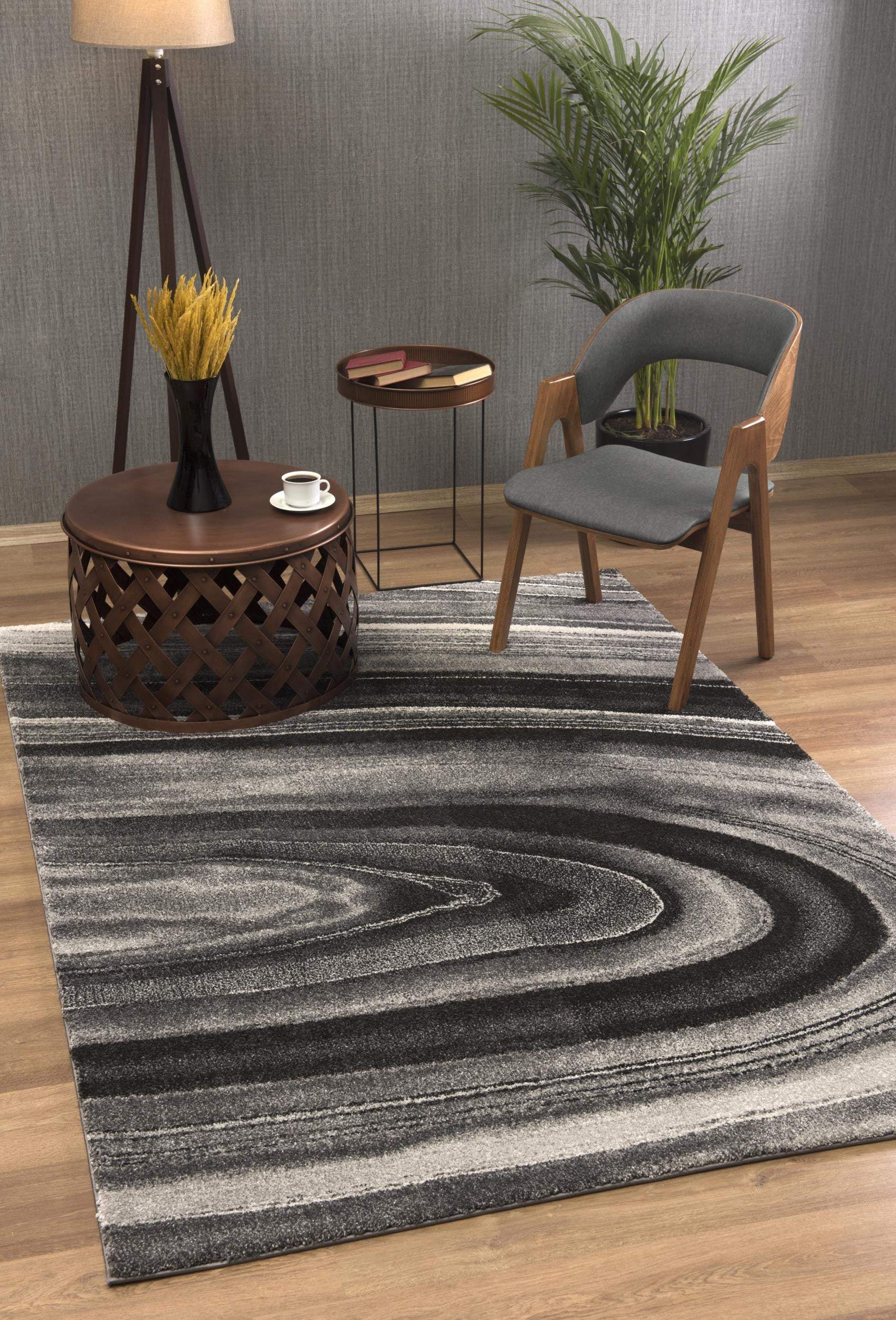 5' X 8' Dark Gray Abstract Illusional Area Rug - Image 6