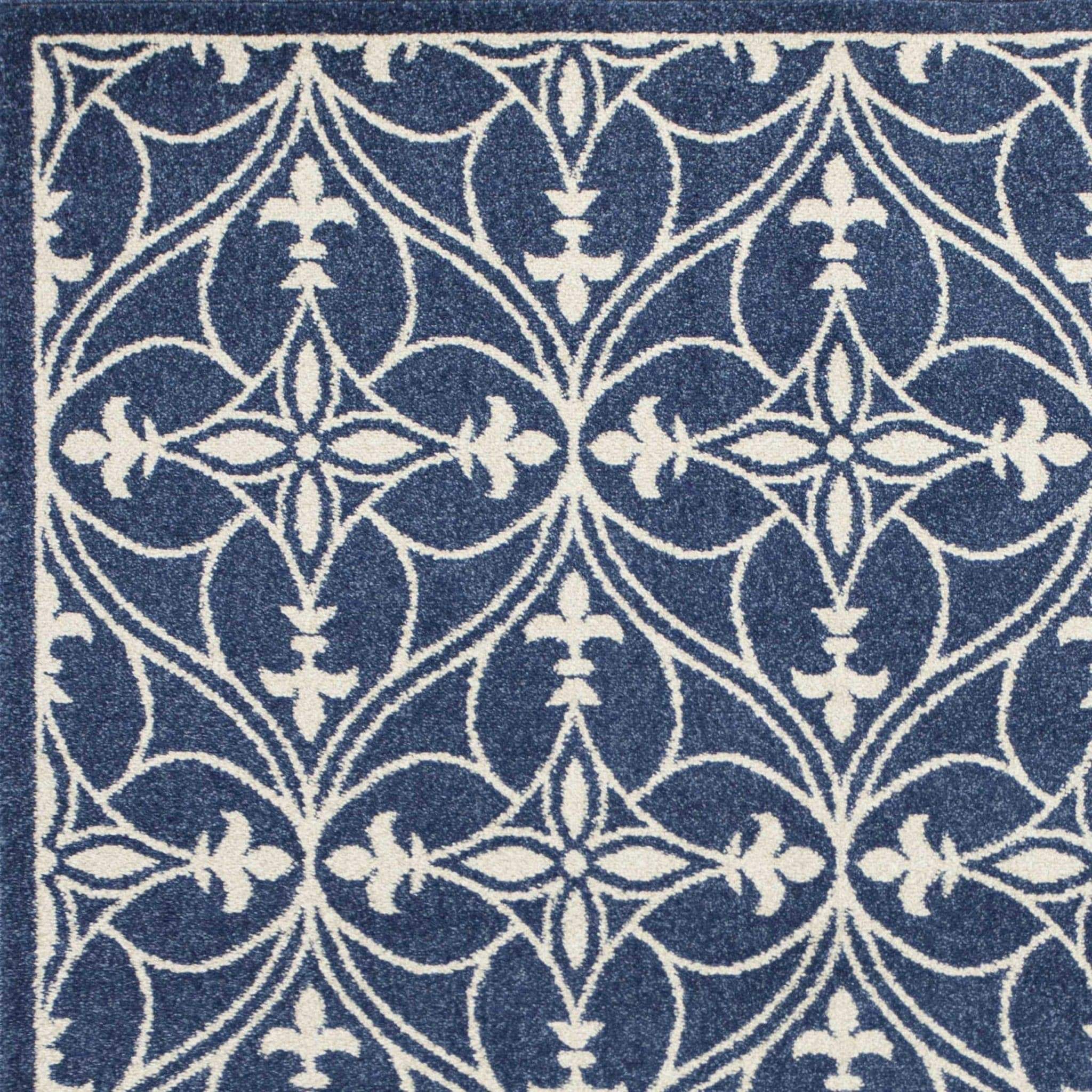 5' X 8' Denim Classical Pattern Uv Treated Area Rug - Image 4