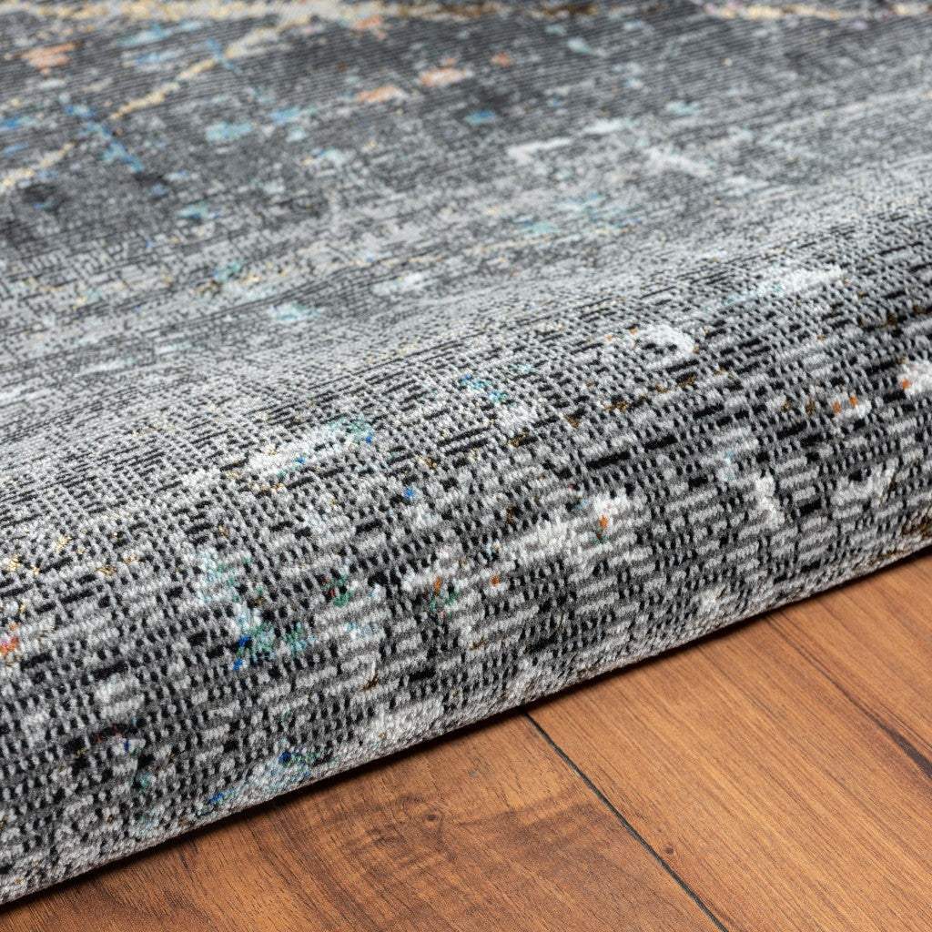 5' X 8' Distressed Black Abstract Area Rug - Image 3