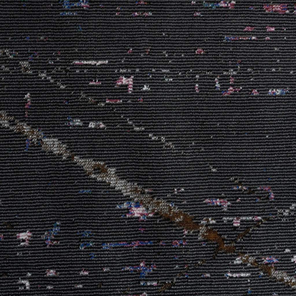 5' X 8' Distressed Black Abstract Area Rug - Image 4