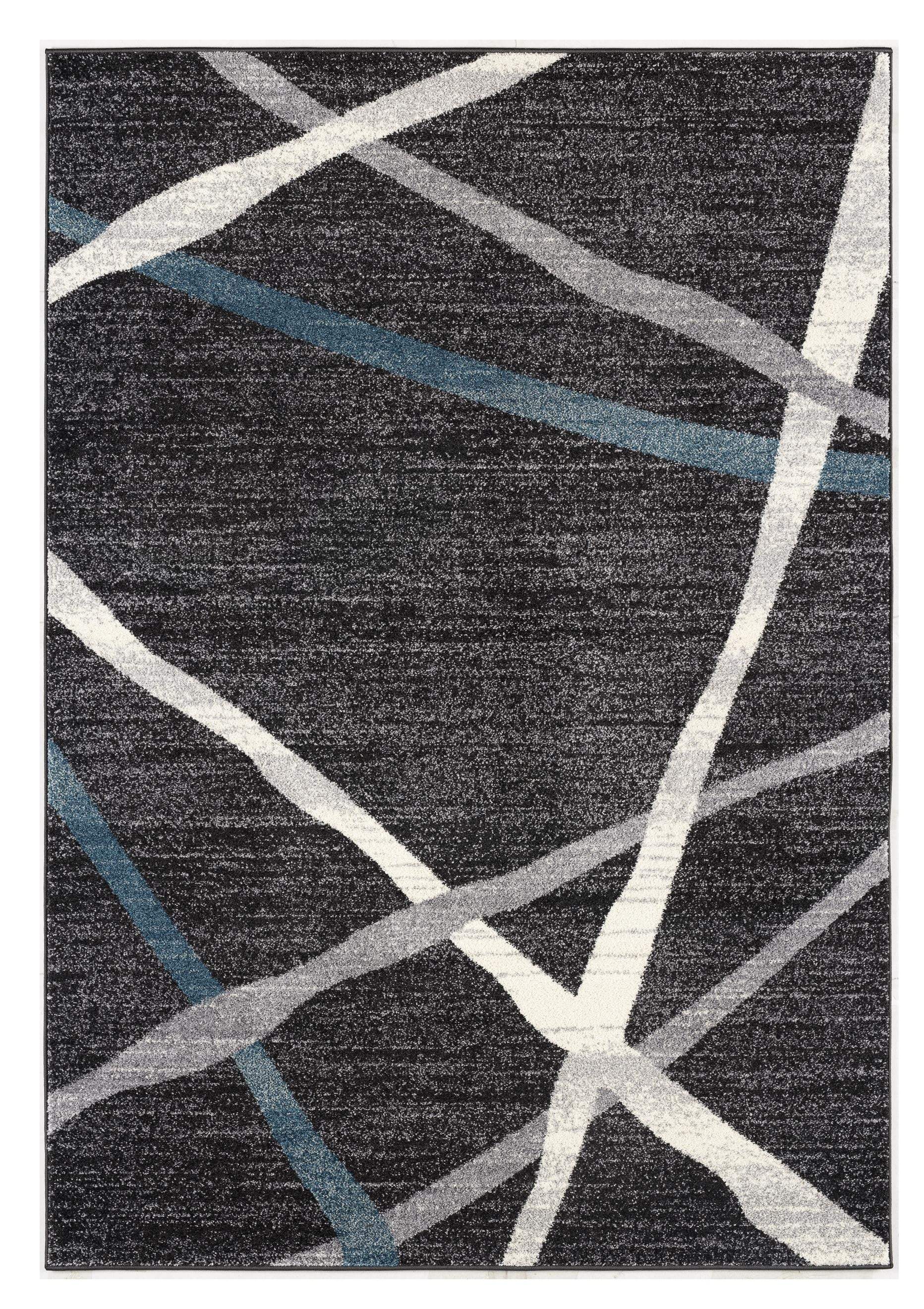 5' X 8' Distressed Black And Gray Abstract Area Rug - Image 2