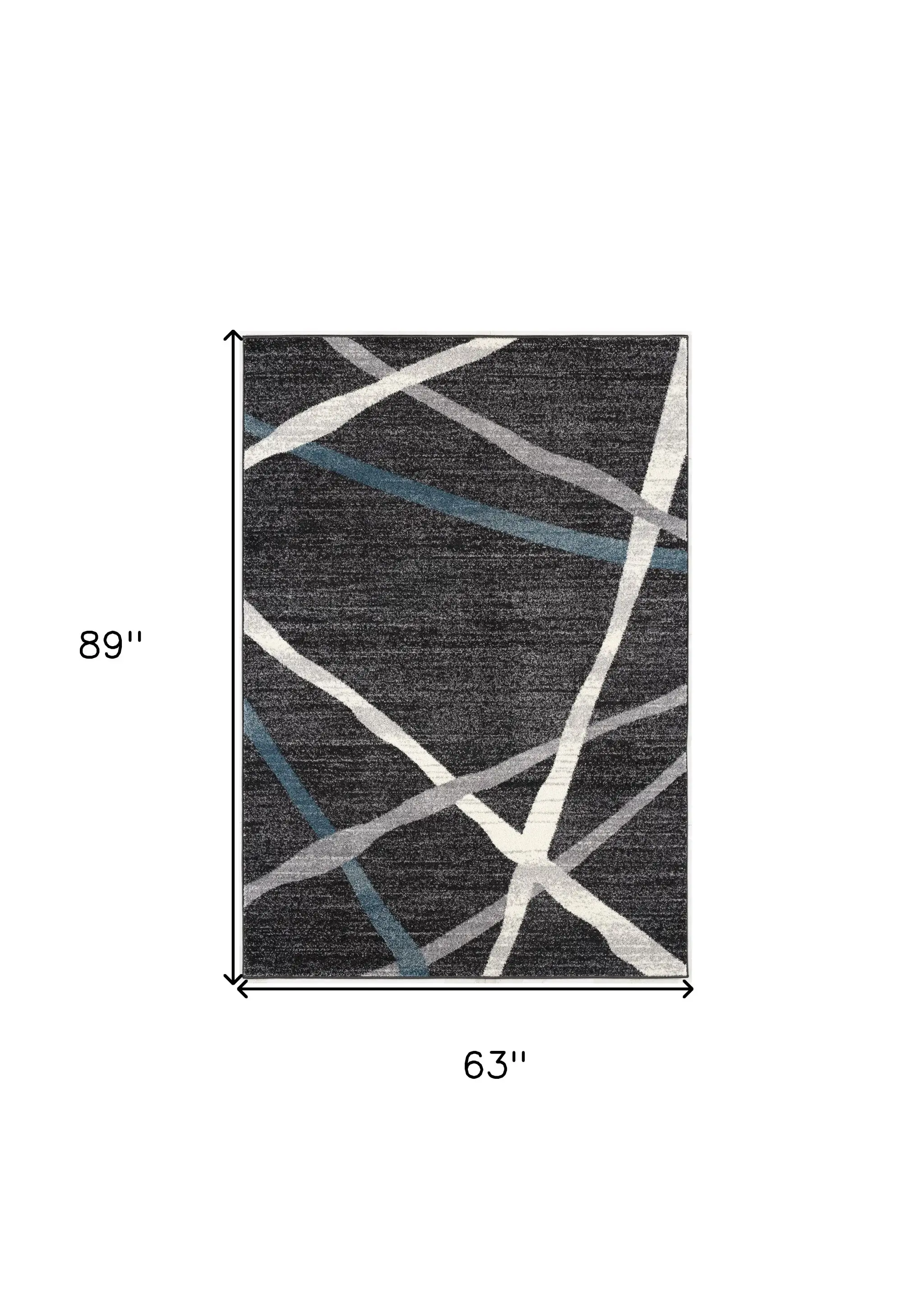 5' X 8' Distressed Black And Gray Abstract Area Rug - Image 3