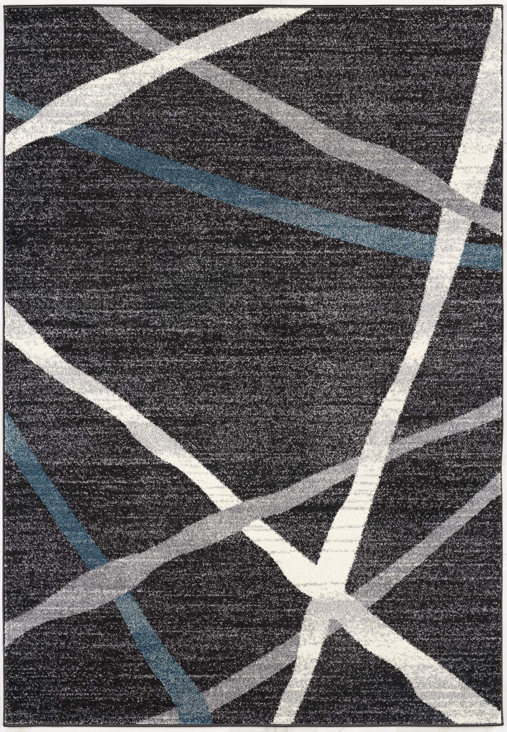 5' X 8' Distressed Black And Gray Abstract Area Rug - Image 4