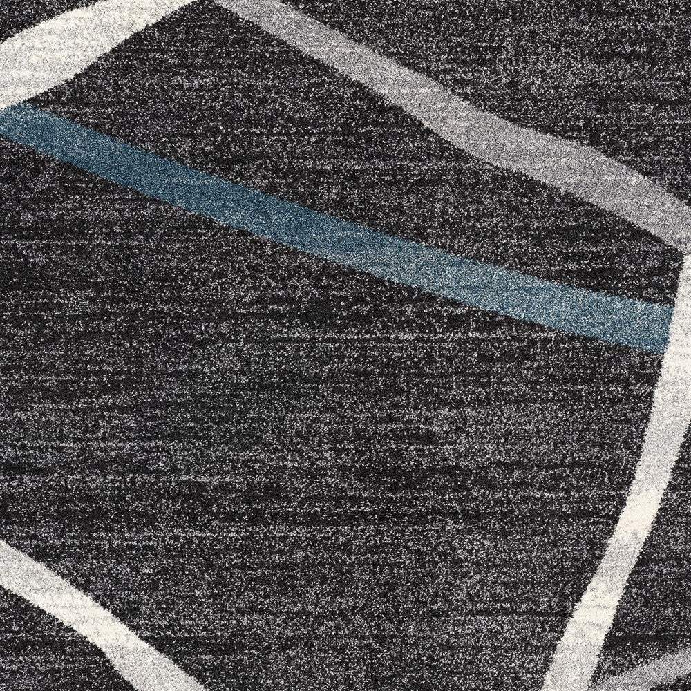 5' X 8' Distressed Black And Gray Abstract Area Rug - Image 5