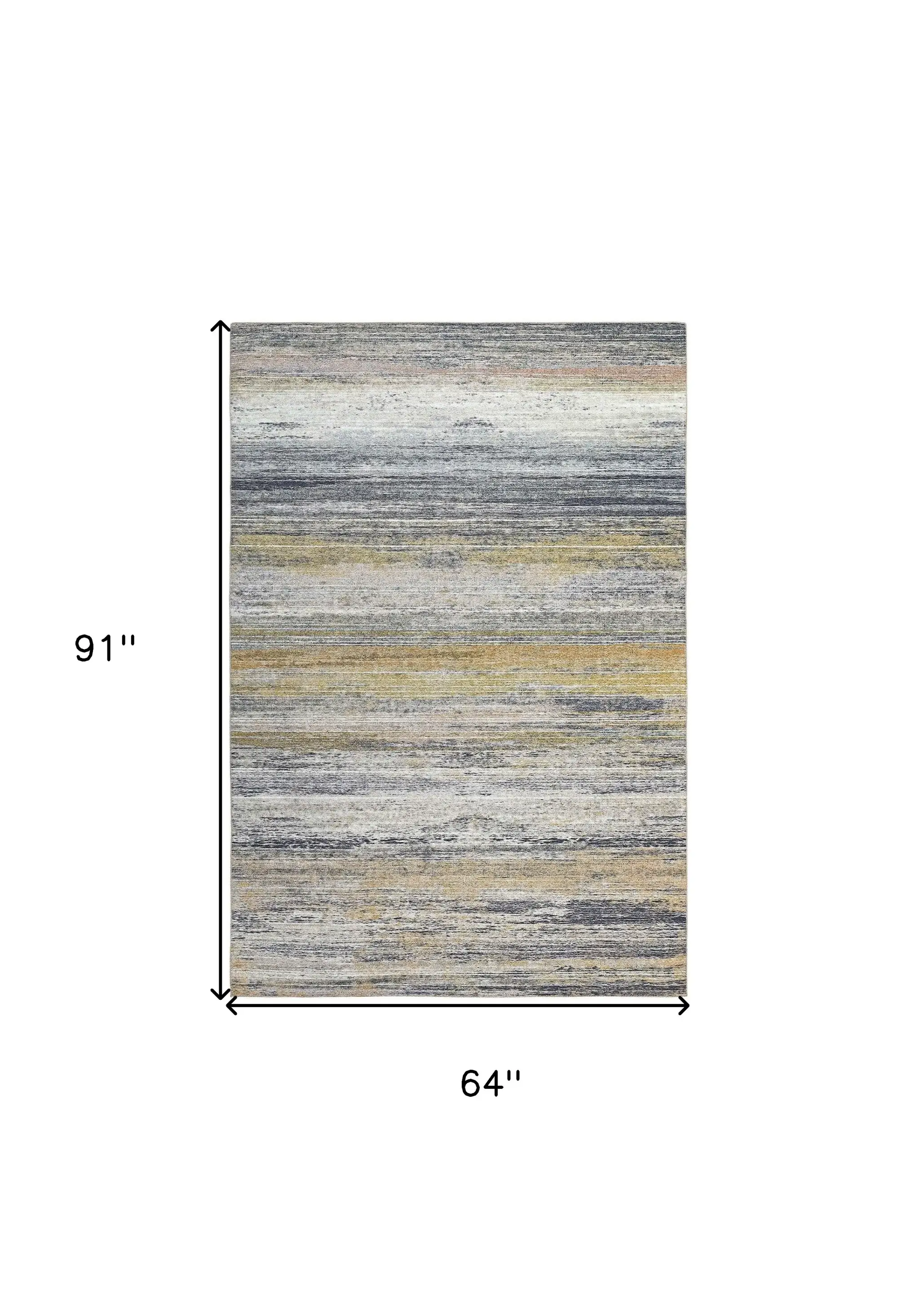5' X 8' Gold Abstract Stain Resistant Area Rug - Image 2