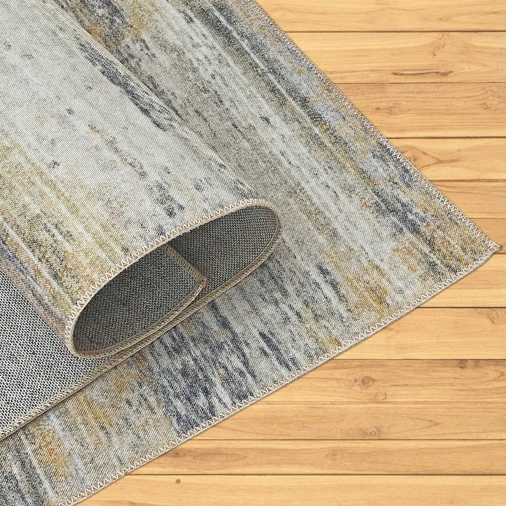 5' X 8' Gold Abstract Stain Resistant Area Rug - Image 4