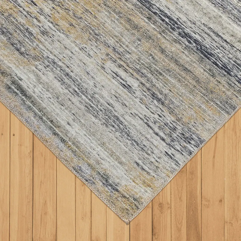 5' X 8' Gold Abstract Stain Resistant Area Rug - Image 5