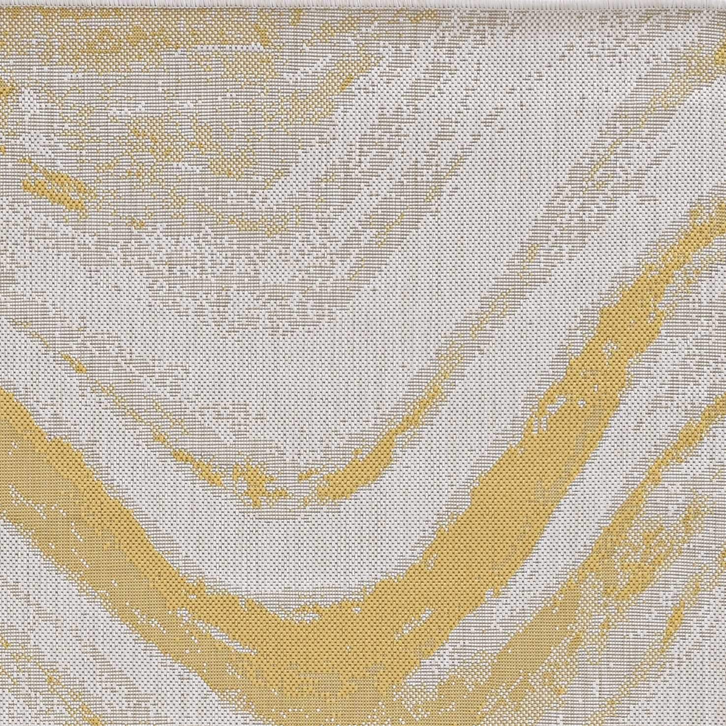5' X 8' Gold and Ivory Abstract Indoor Outdoor Area Rug - Image 4