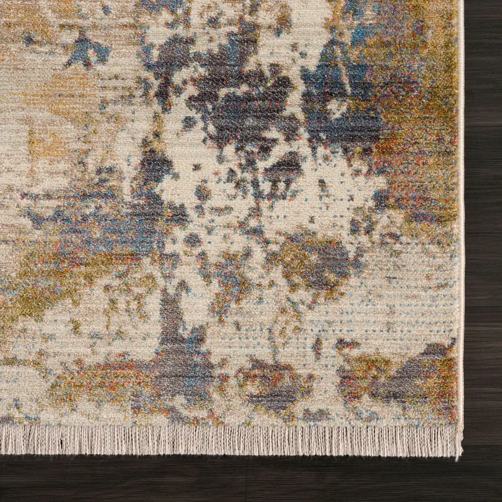 5' X 8' Gray And Ivory Abstract Power Loom Distressed Stain Resistant Area Rug - Image 2