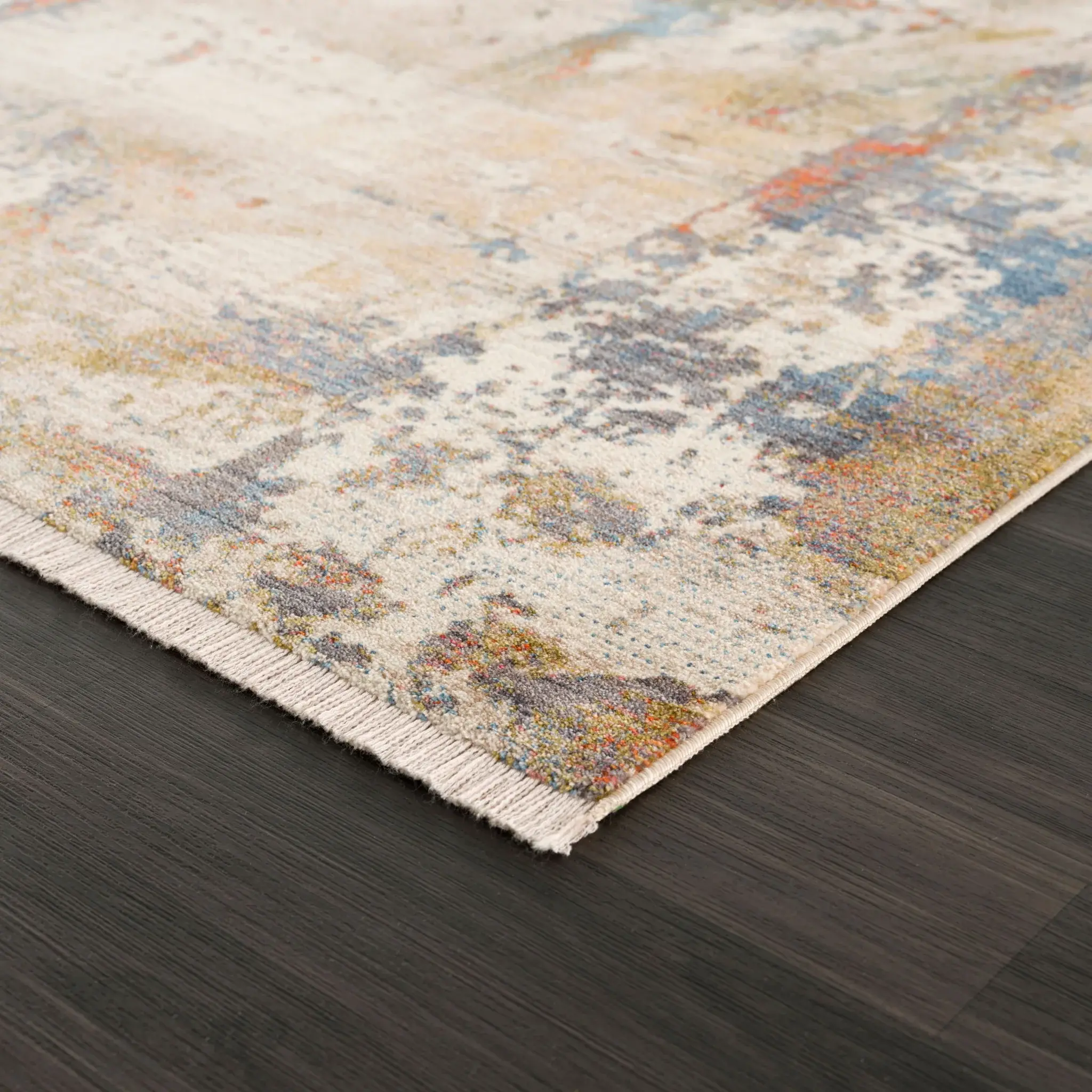 5' X 8' Gray And Ivory Abstract Power Loom Distressed Stain Resistant Area Rug - Image 3