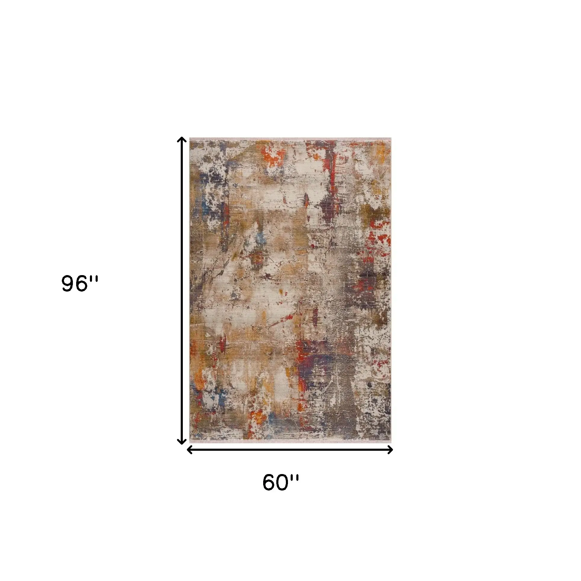 5' X 8' Gray And Ivory Abstract Power Loom Distressed Stain Resistant Area Rug - Image 8