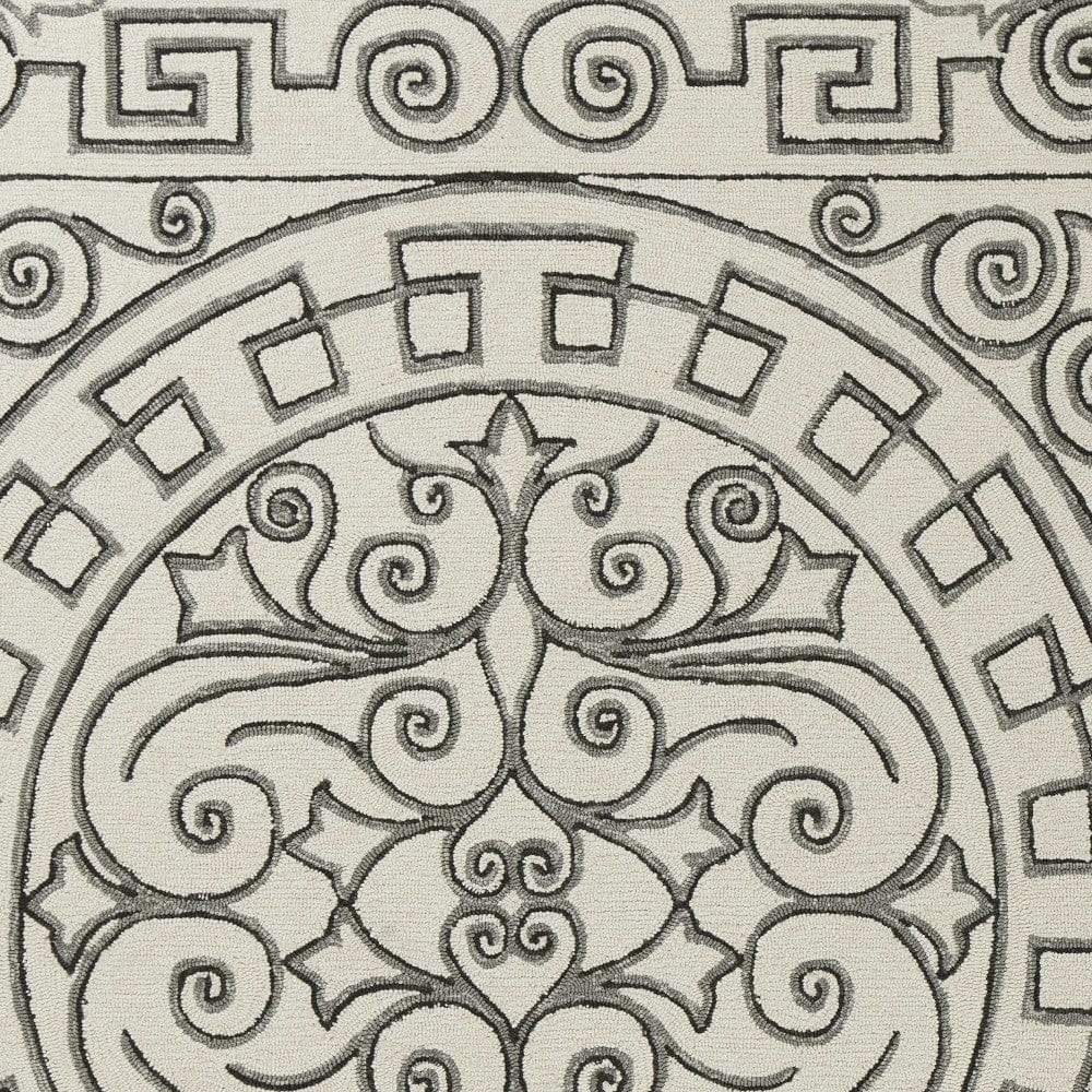 5' X 8' Gray and Ivory Damask Handmade Indoor Outdoor Area Rug - Image 5