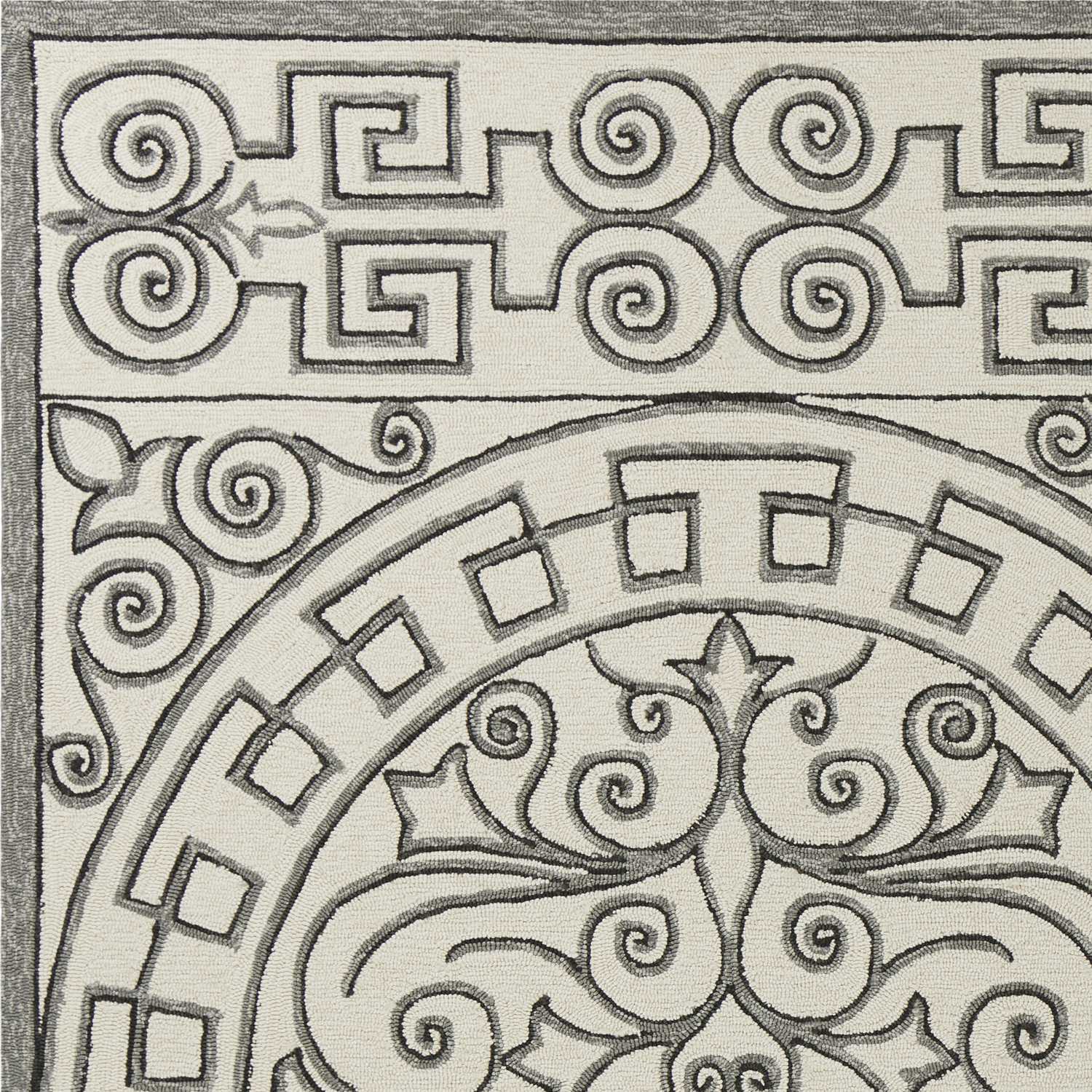 5' X 8' Gray and Ivory Damask Handmade Indoor Outdoor Area Rug - Image 9