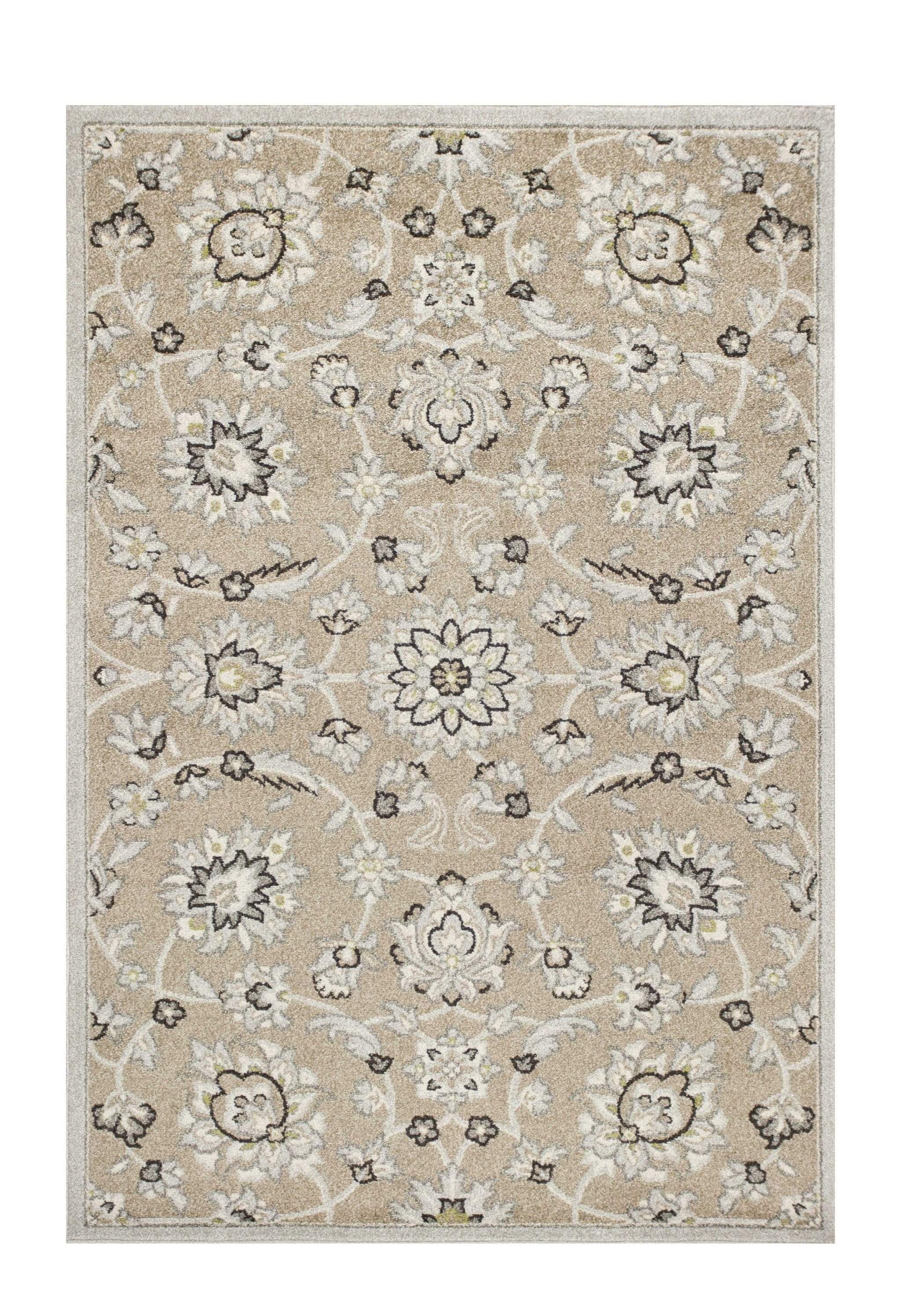 5' X 8' Gray and Ivory Floral Indoor Outdoor Area Rug - Image 2