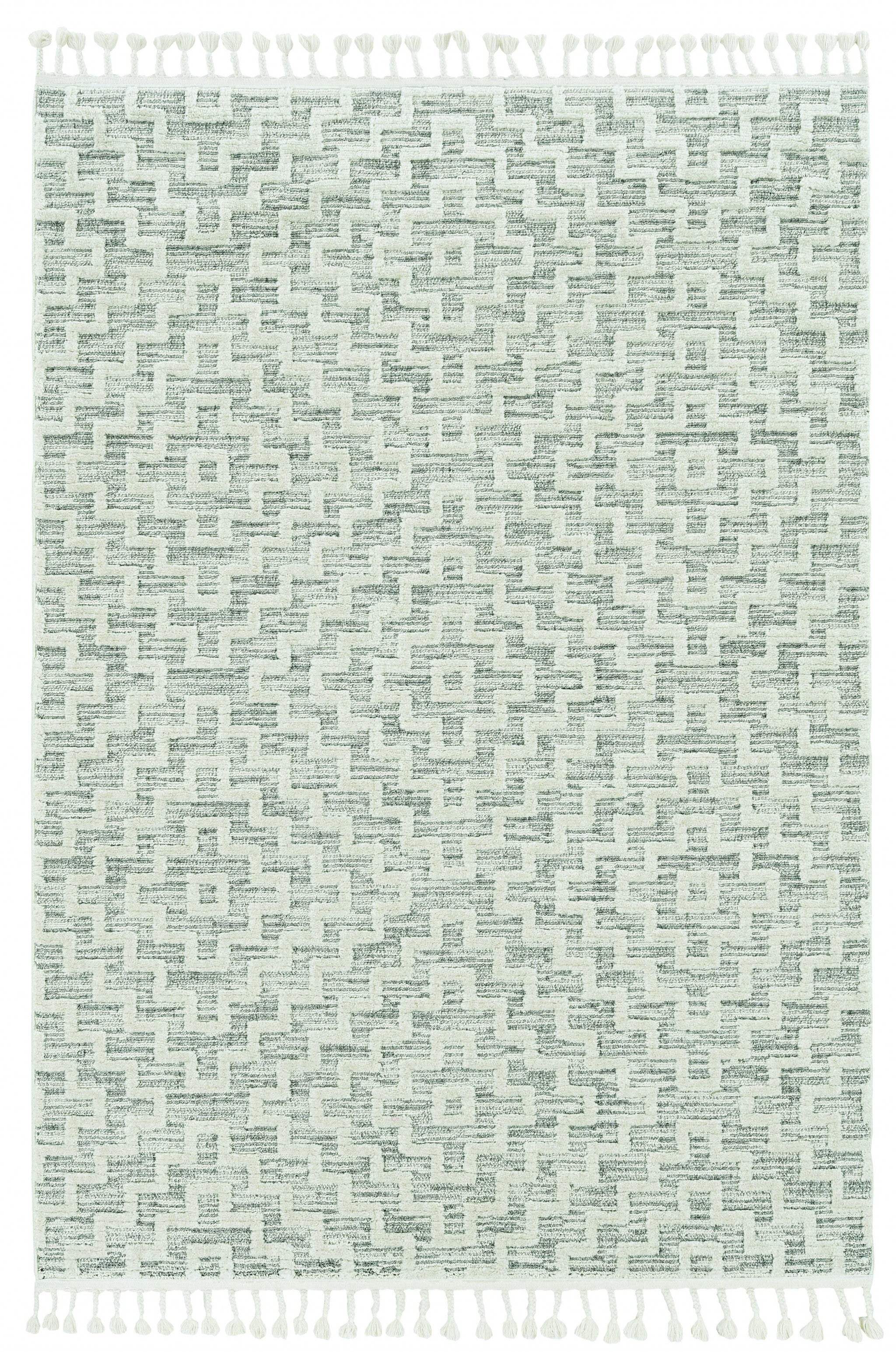 5' X 8' Gray and Ivory Geometric Area Rug - Image 2