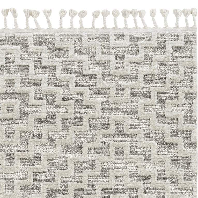 5' X 8' Gray and Ivory Geometric Area Rug - Image 5