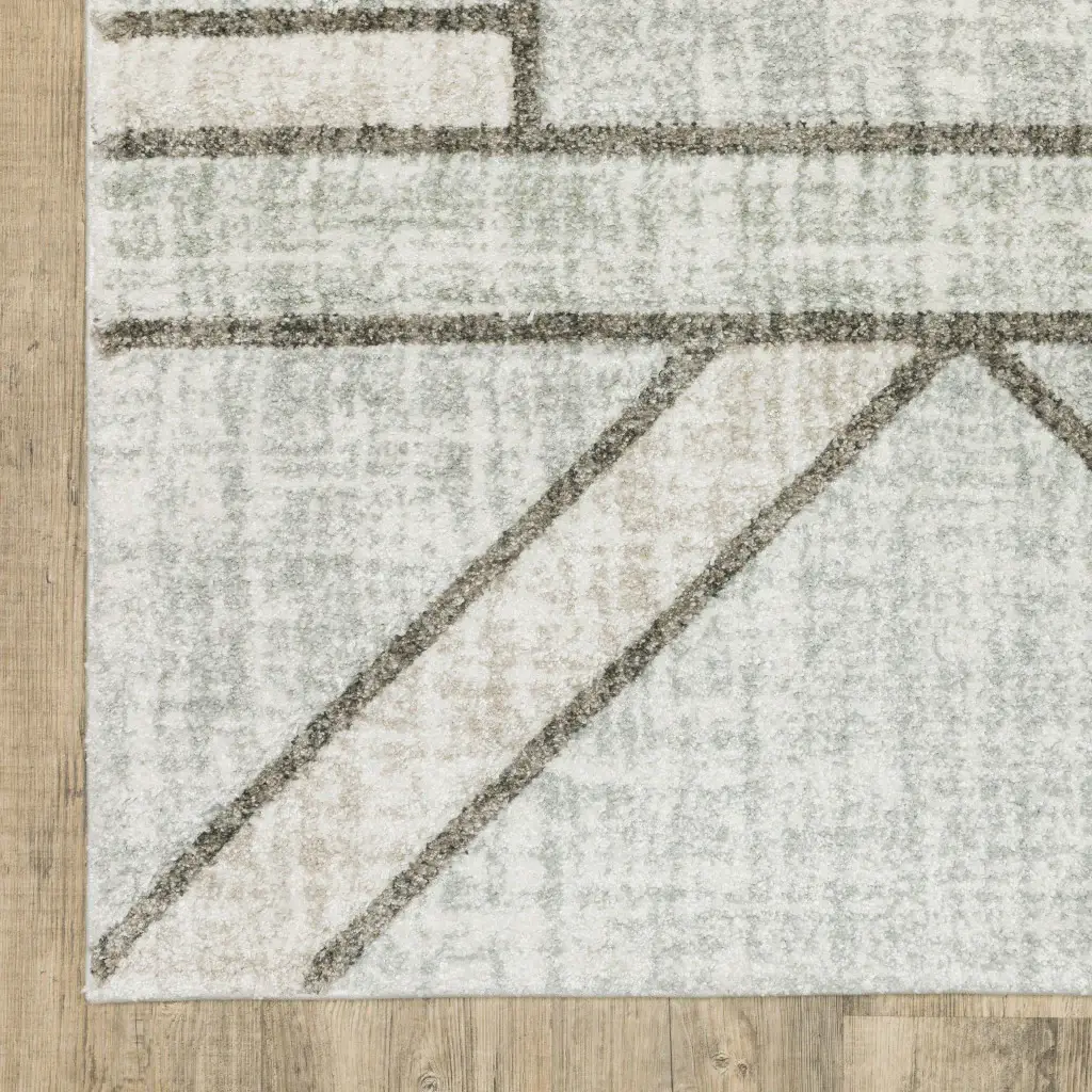 5' X 8' Gray And Ivory Geometric Power Loom Area Rug - Image 3