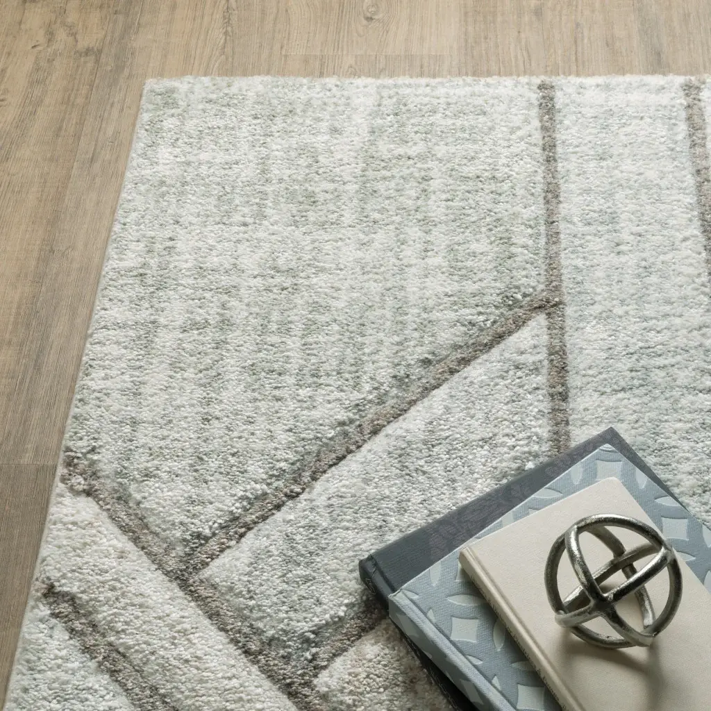 5' X 8' Gray And Ivory Geometric Power Loom Area Rug - Image 6