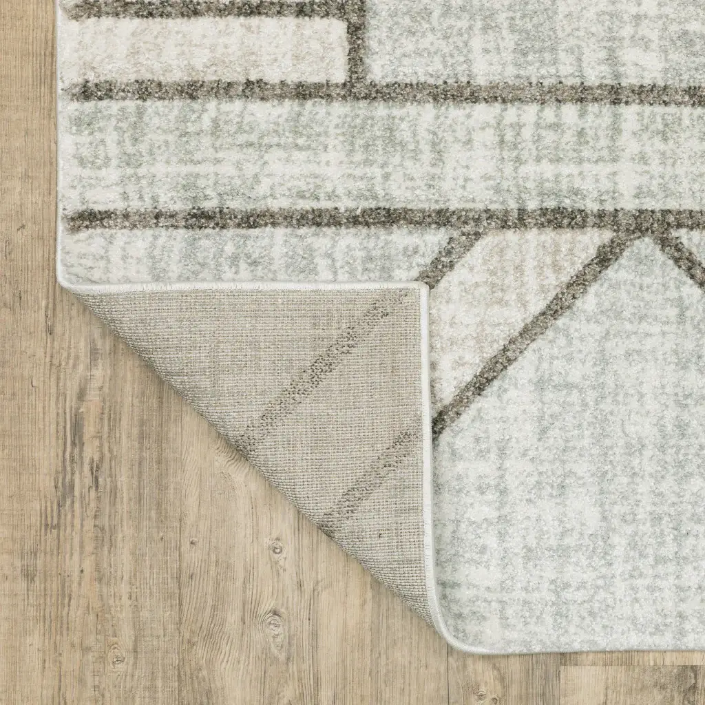5' X 8' Gray And Ivory Geometric Power Loom Area Rug - Image 7