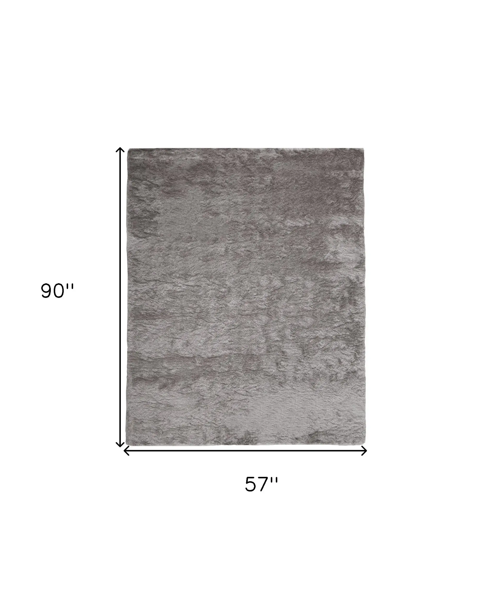 5' X 8' Gray And Silver Shag Handmade Area Rug - Image 3