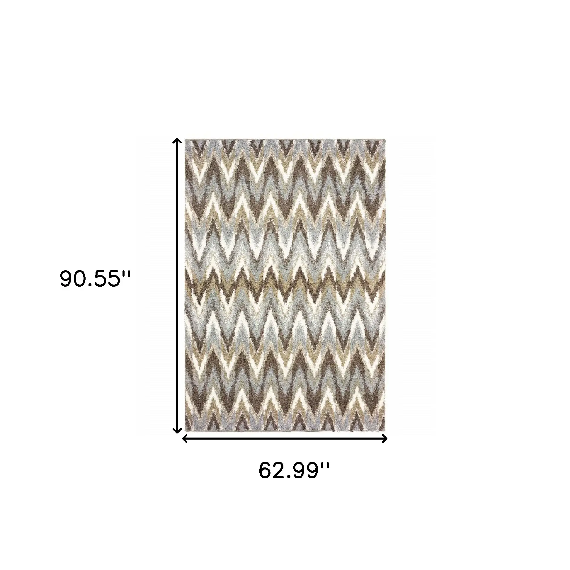 5' X 8' Gray And Taupe Ikat Pattern Area Rug - Image 3
