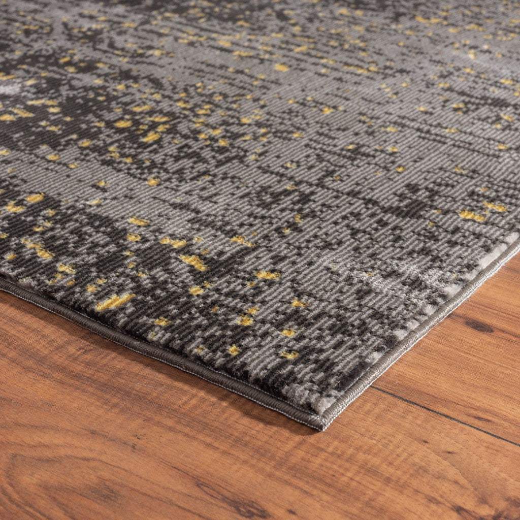 5' X 8' Gray and Yellow Abstract Sprinkle Area Rug - Image 3