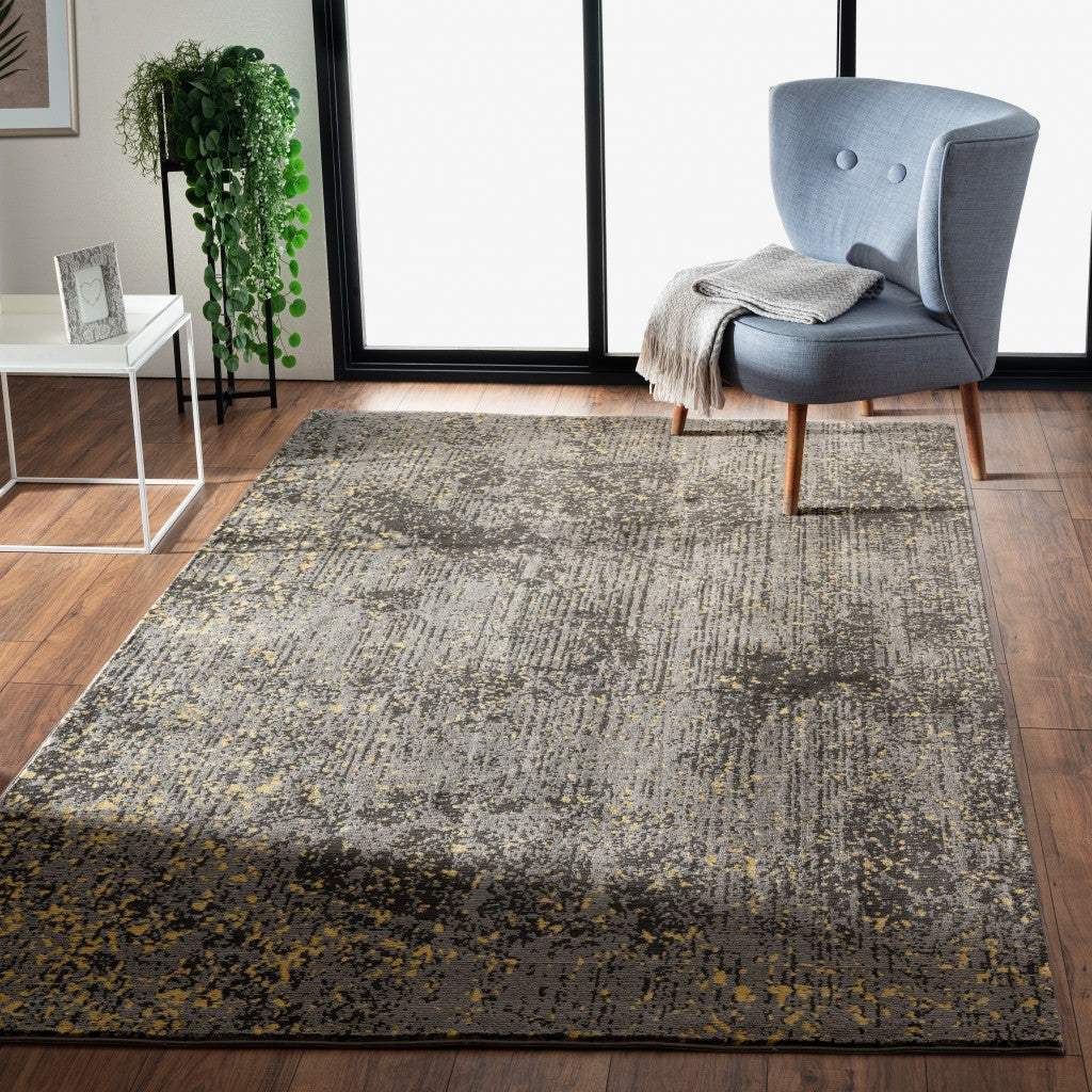 5' X 8' Gray and Yellow Abstract Sprinkle Area Rug - Image 7