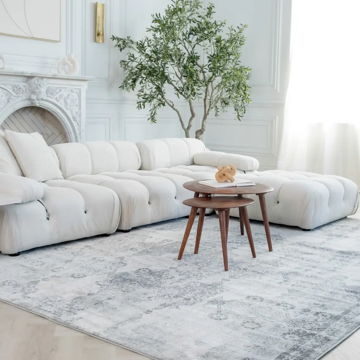 5' X 8' Gray Distressed Trellis Pattern Area Rug - Image 2