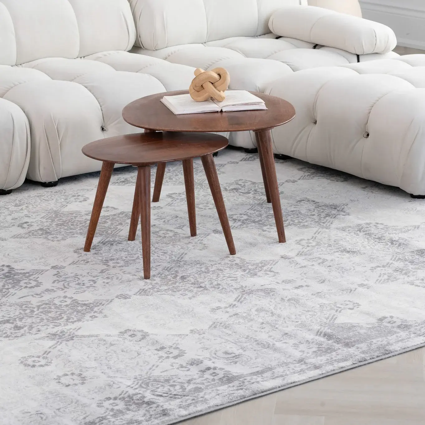 5' X 8' Gray Distressed Trellis Pattern Area Rug - Image 3