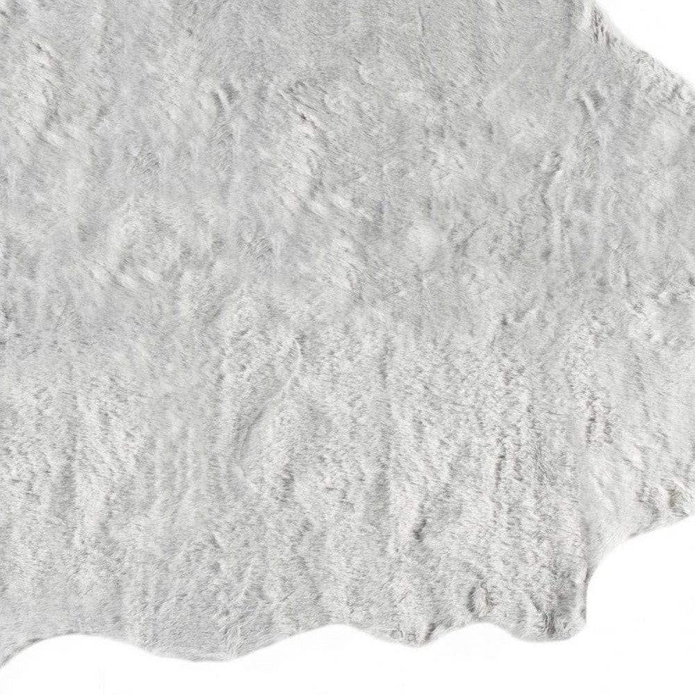 5' X 8' Gray Faux Fur Area Rug - Image 4