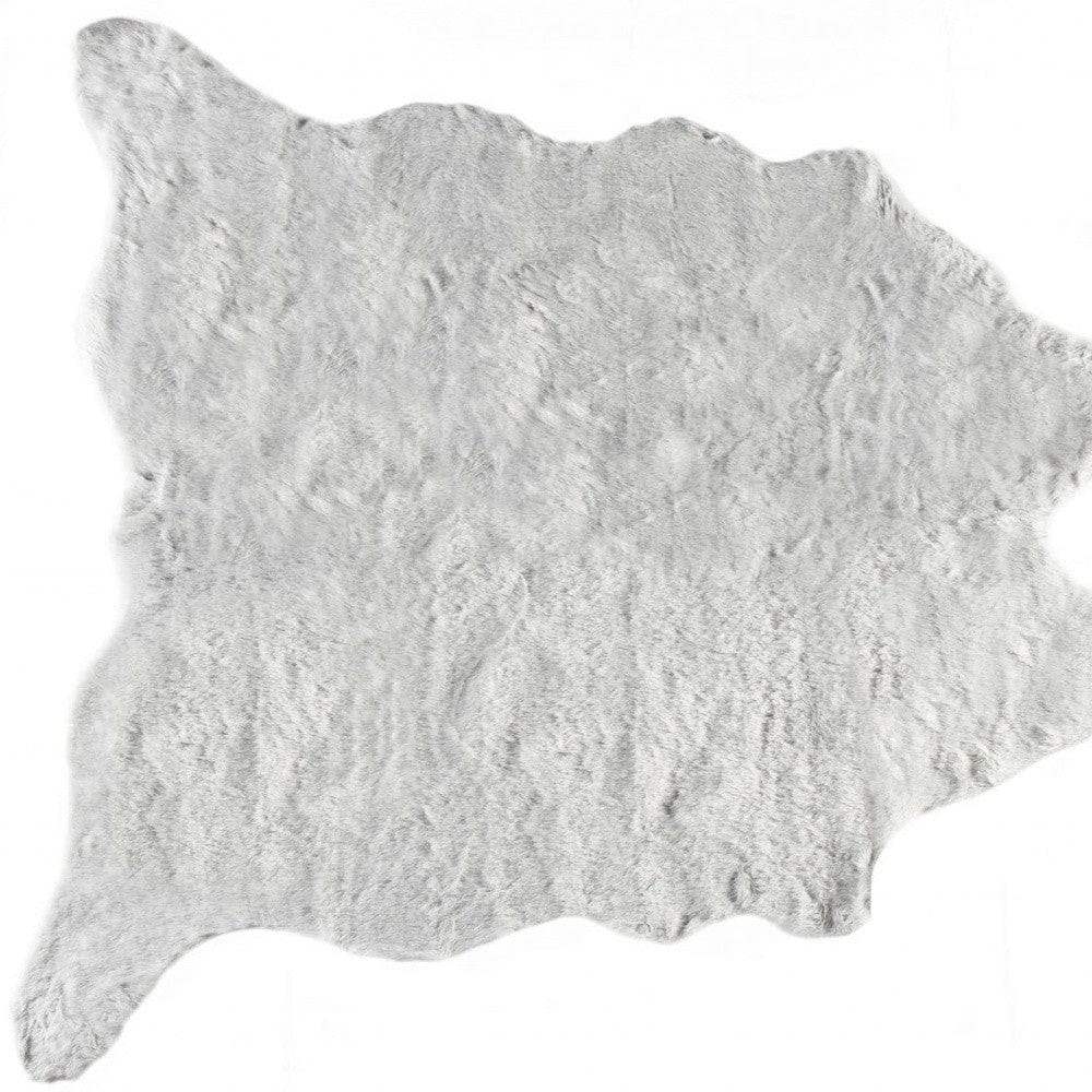 5' X 8' Gray Faux Fur Area Rug - Image 5