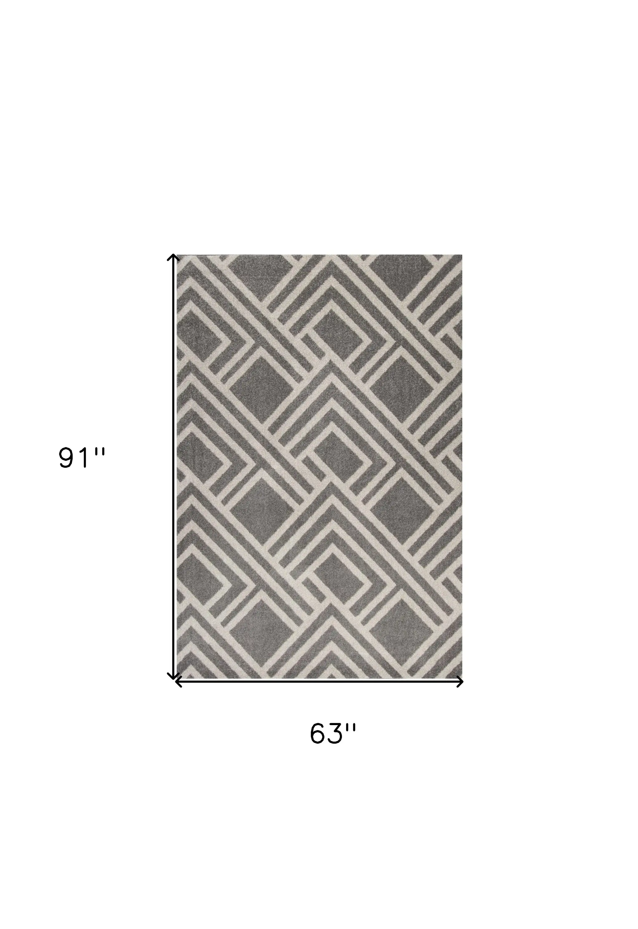 5' X 8' Gray Geometric Indoor Outdoor Area Rug - Image 3