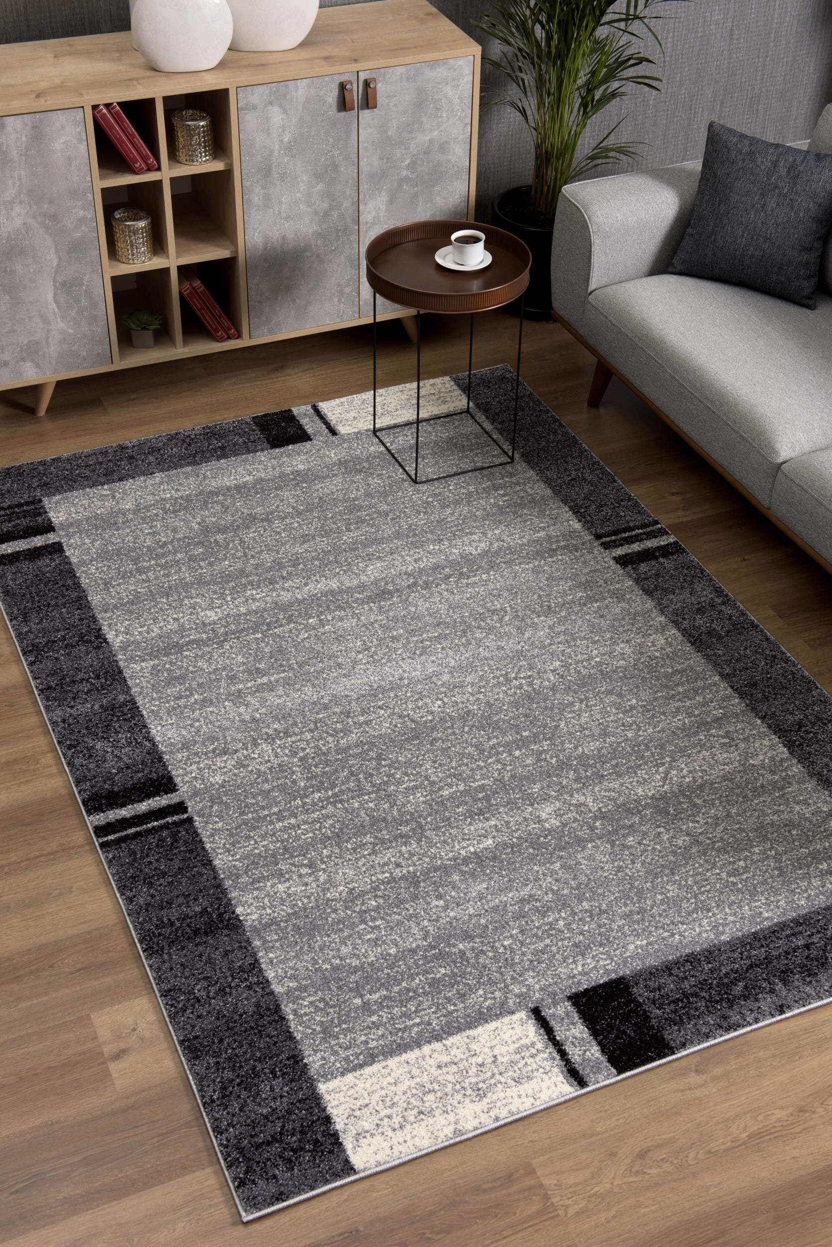 5' X 8' Gray Modern Bordered Area Rug - Image 8