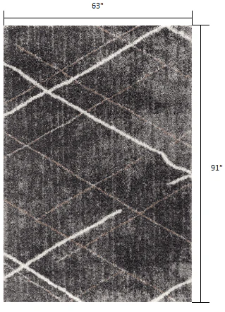 5' X 8' Gray Modern Distressed Lines Area Rug - Image 4