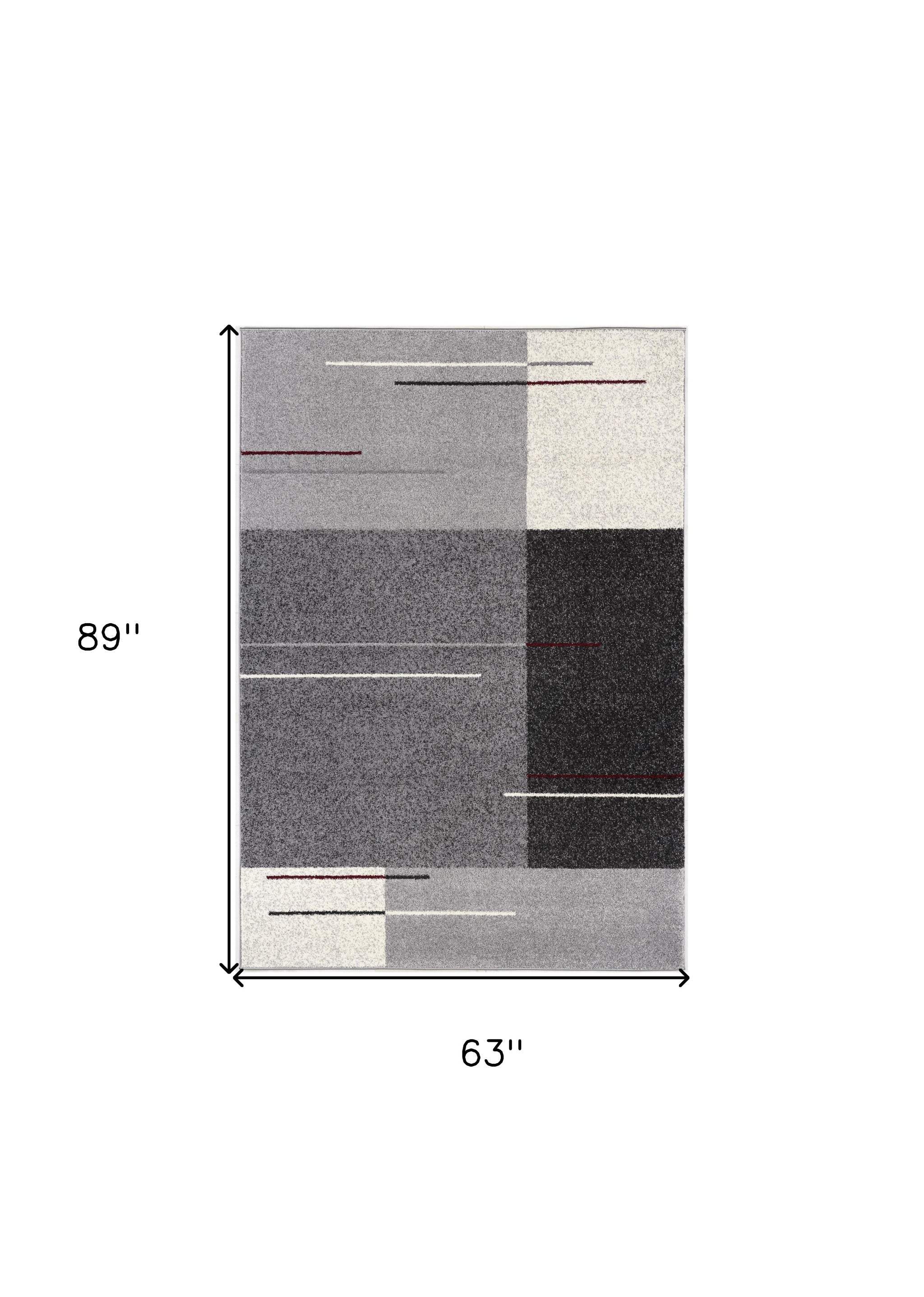 5' X 8' Gray Modern Geometric Area Rug - Image 3