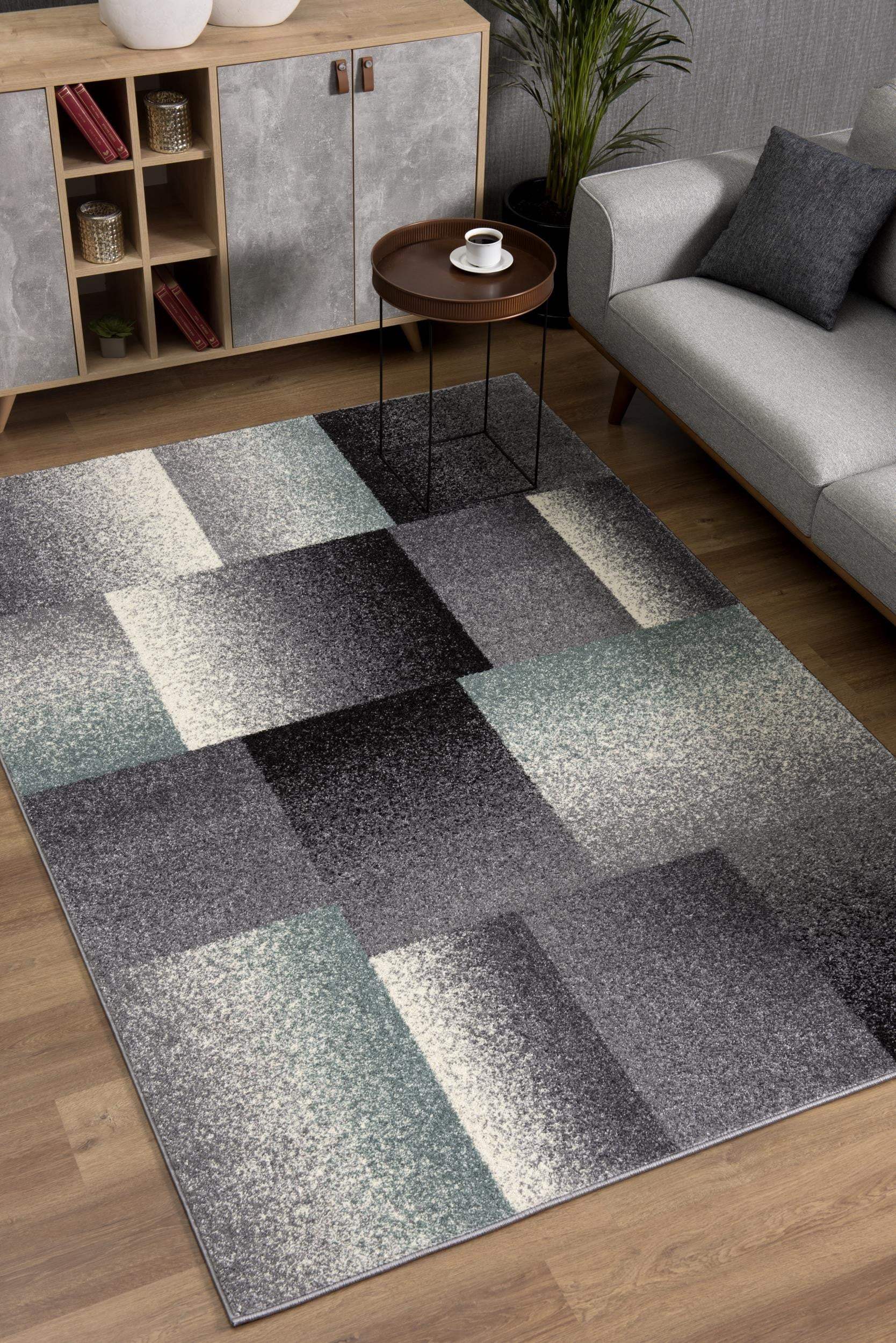 5' X 8' Gray Modern Geometric Area Rug - Image 4