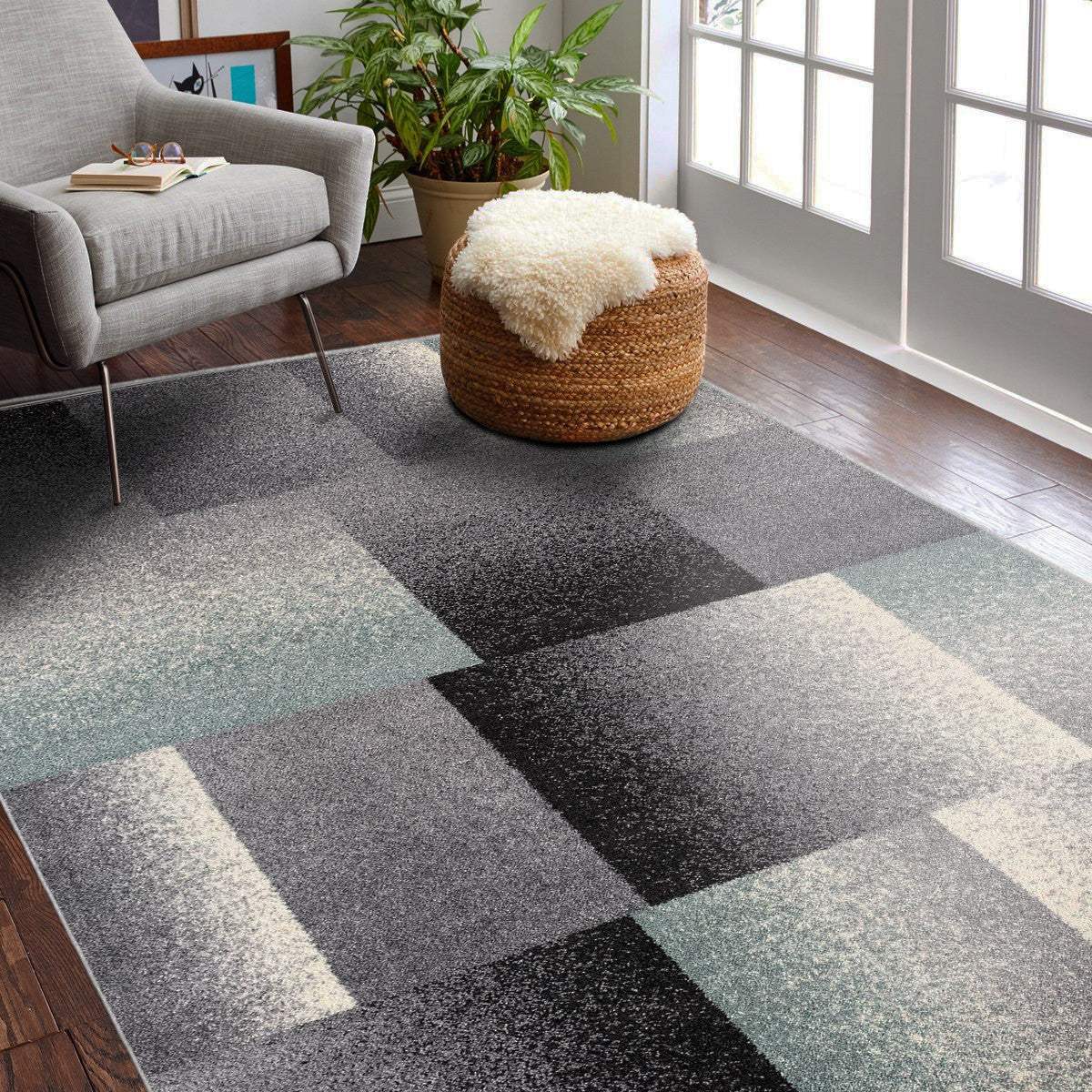 5' X 8' Gray Modern Geometric Area Rug - Image 6